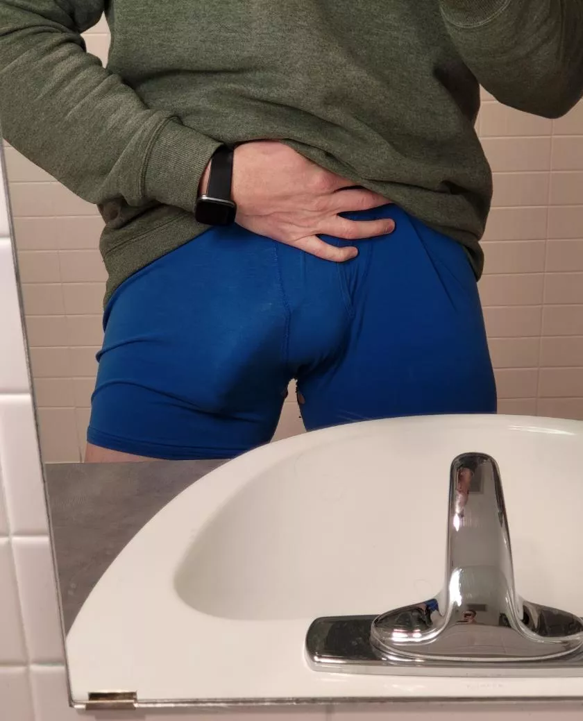 Blue boxers but ginger cock