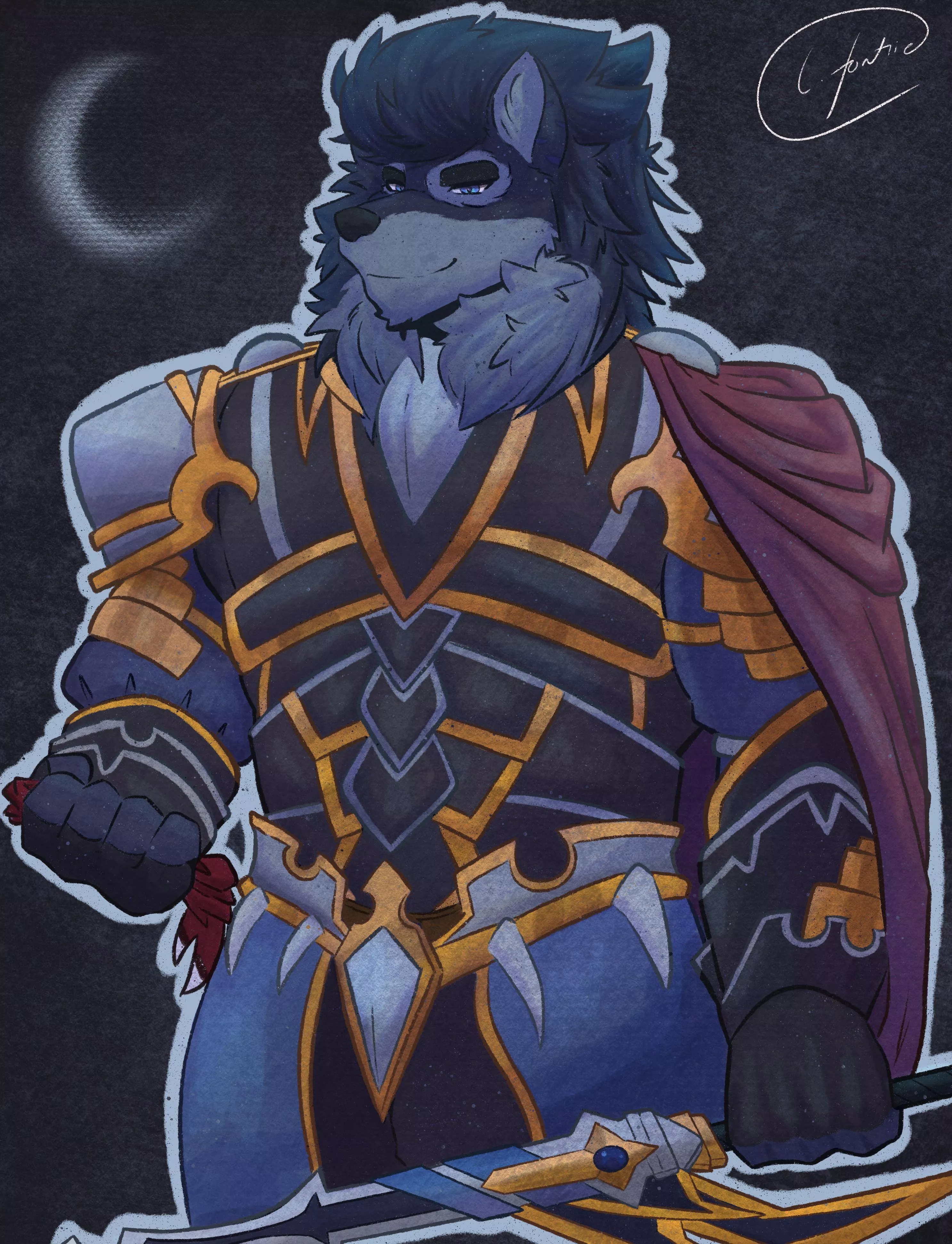 Blue Knight ( Art By Me, LFontrie. Gift for a fur )