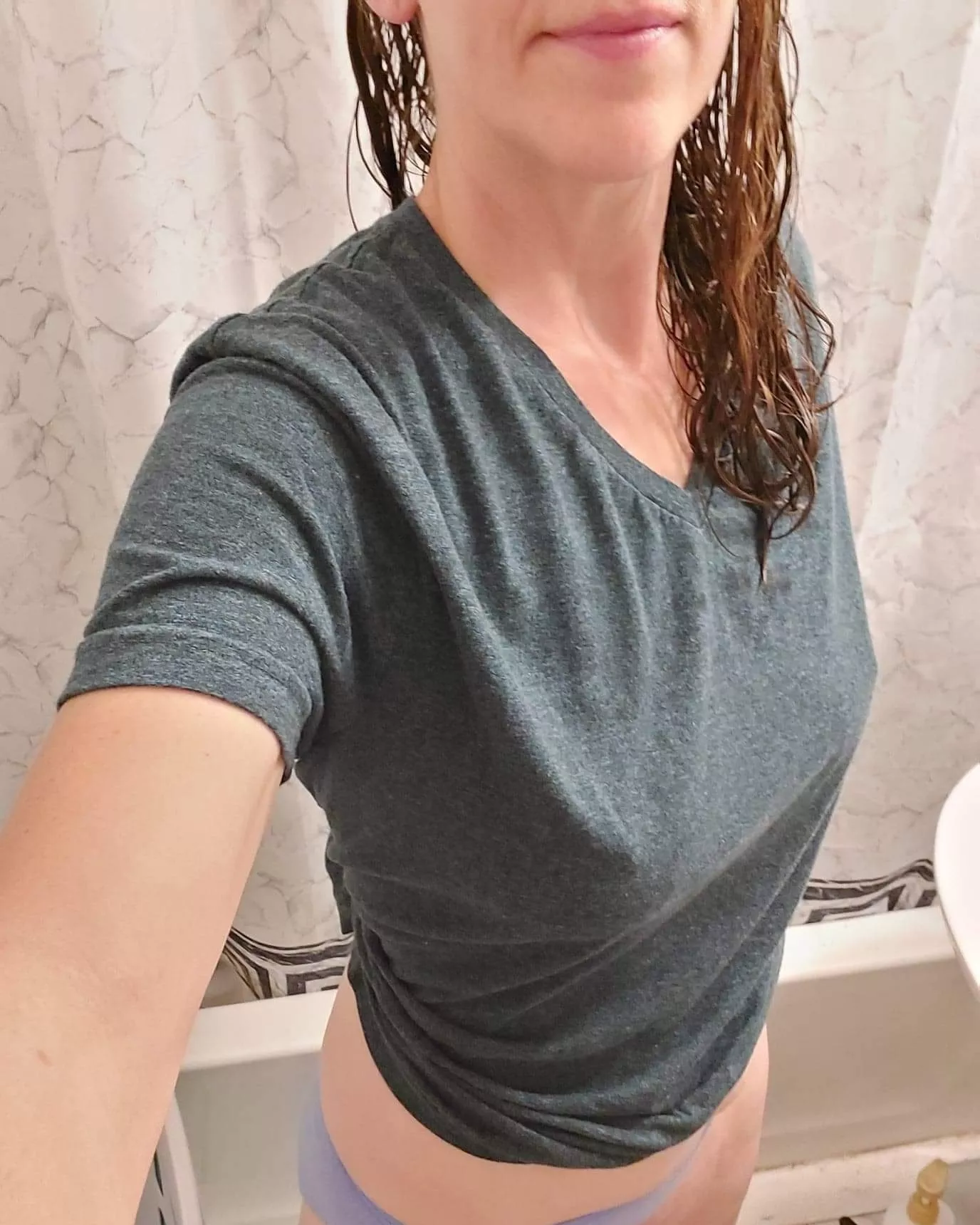 Boy shirts can be so comfortable after a shower 😊