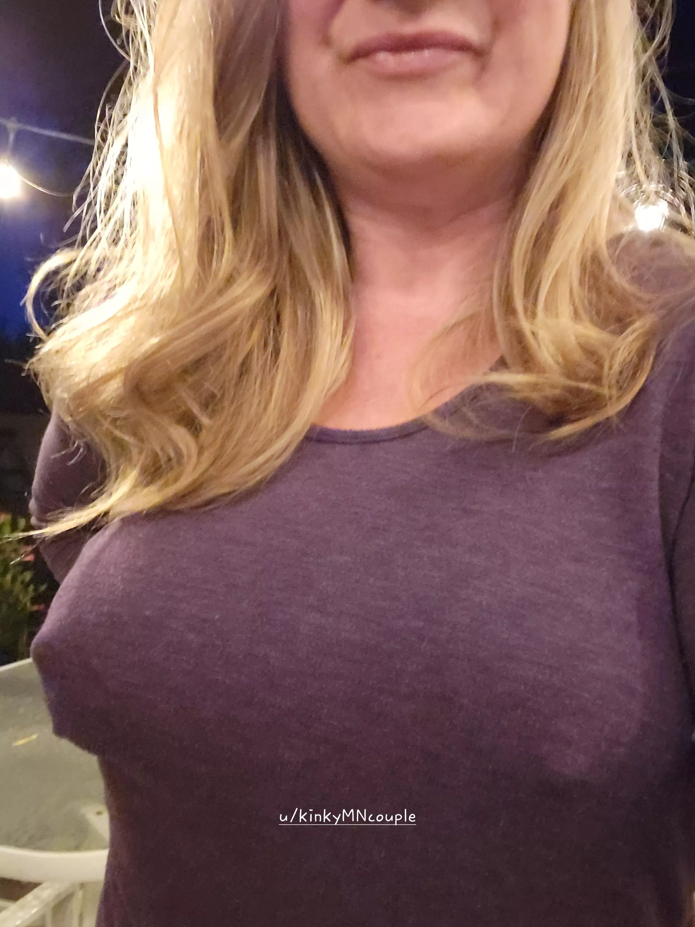 Braless on the patio! Who's bringing me a beer?