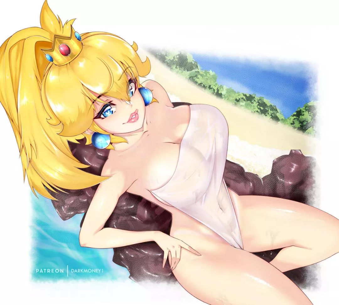 Busty Peach at the beach (Darkmoney1)