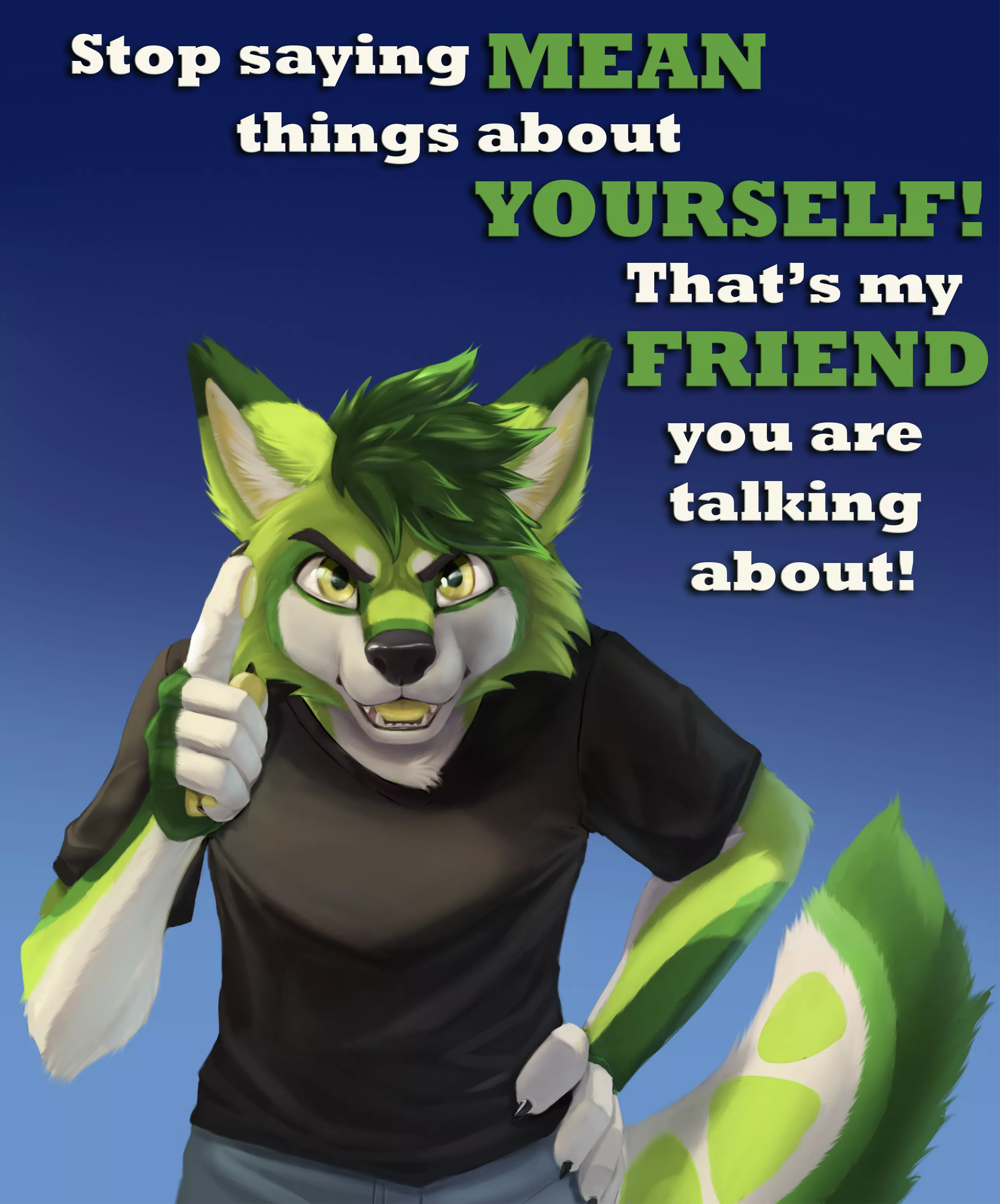 Can you just be nice to yourself for once? Art of my OC Lime done by the great @Artmanhadrawing (Twitter)