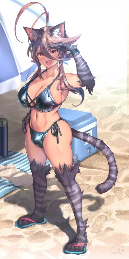 Cat girl, with a bulge