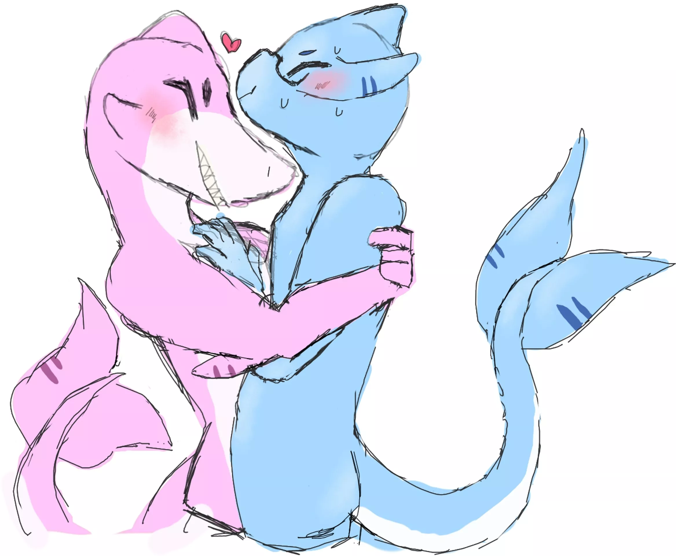 Certified shark BFs hugging Moment(Art by Discord friend)