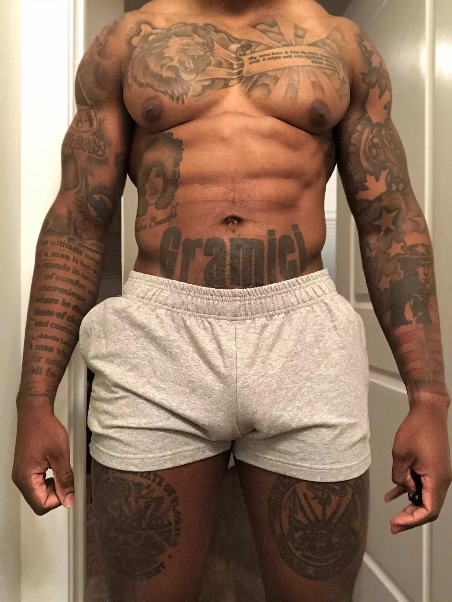 Check my page to see whatâ€™s under the shorts ðŸ˜ˆ