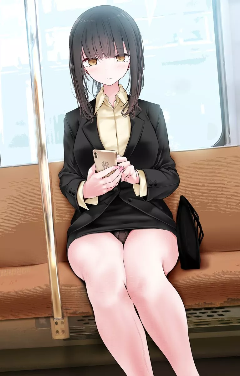 Checking Her Phone On The Train (Oouso) [Original]