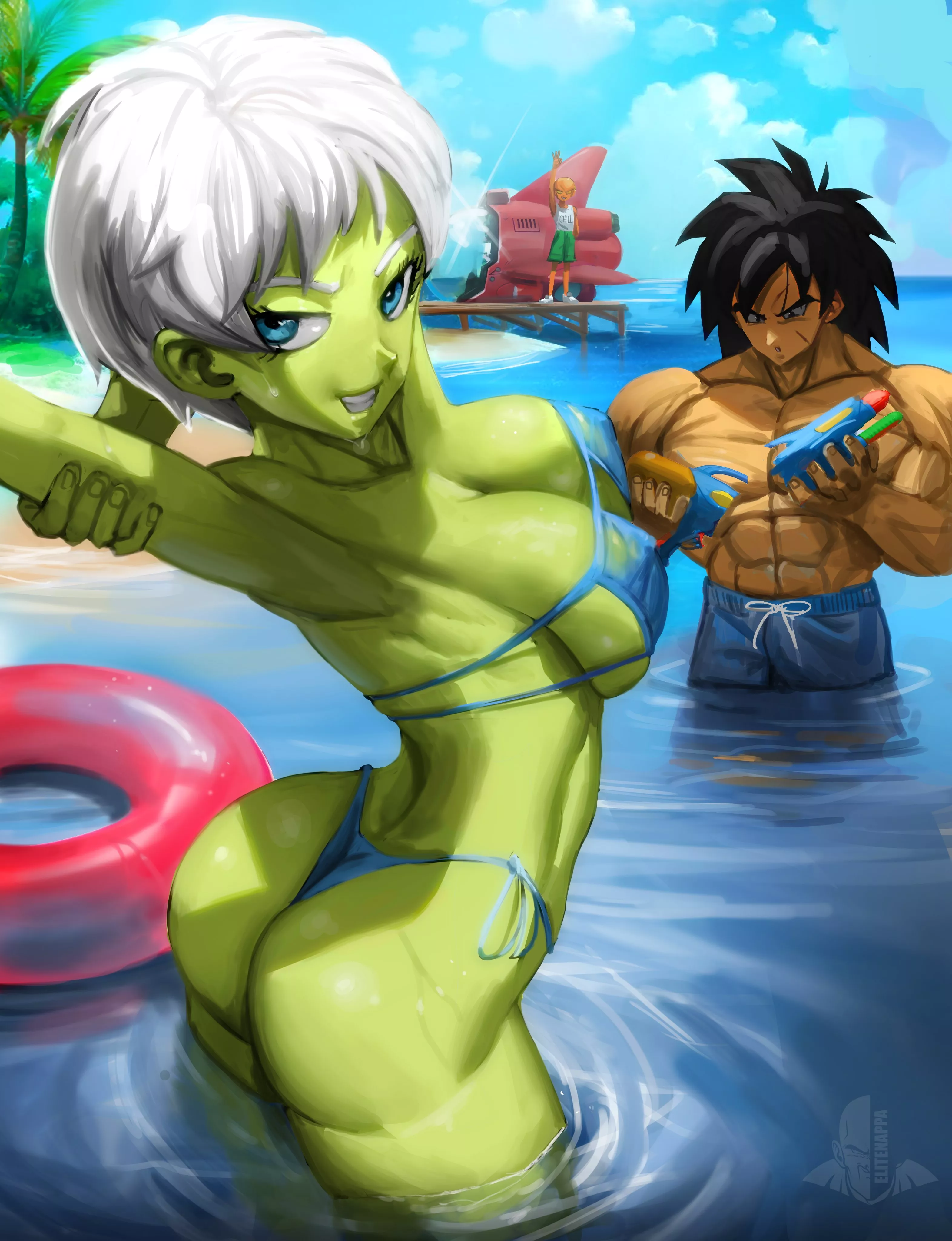 Cheelai and Broly at the beach (Elitenappa)