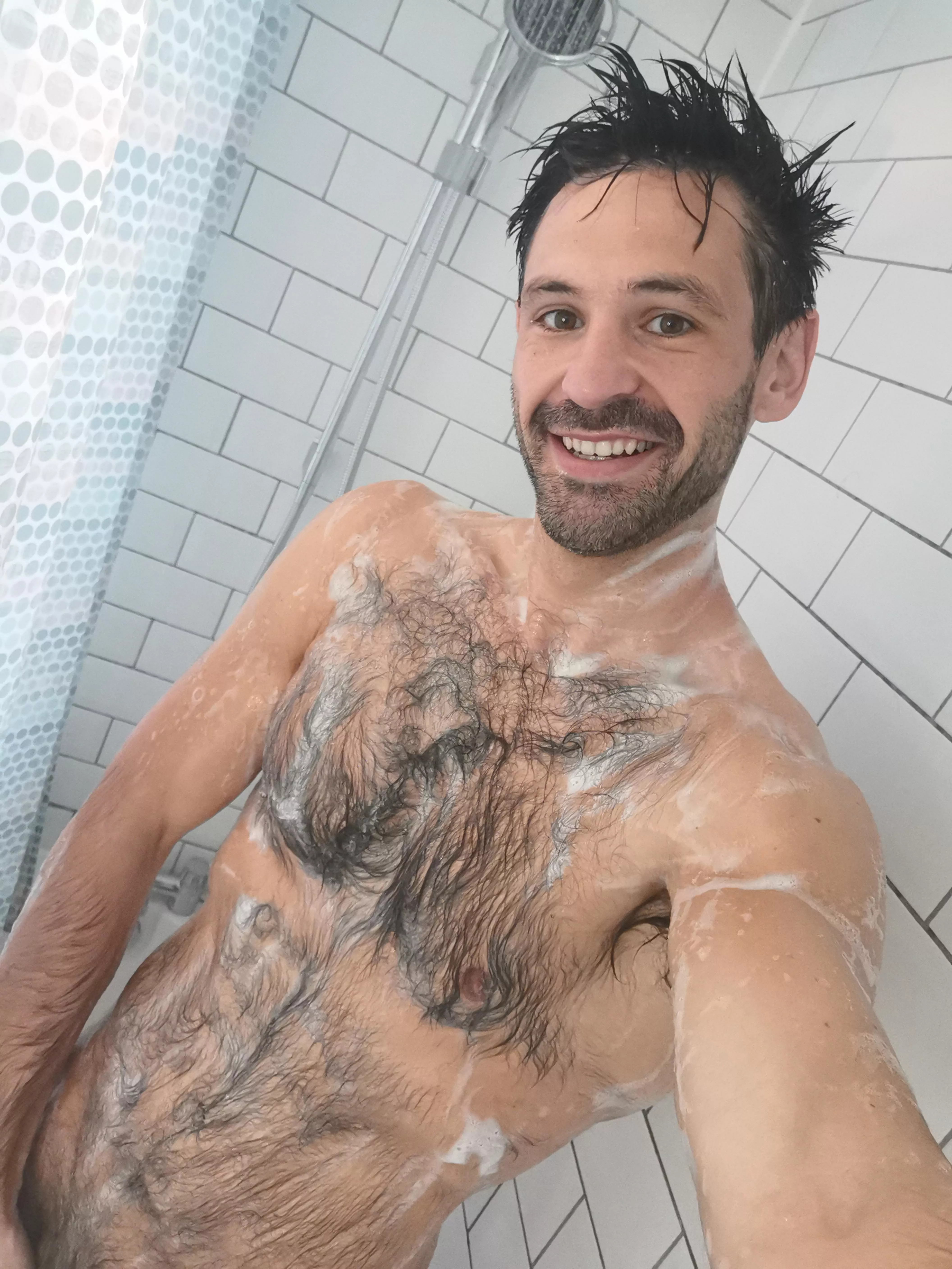 Chest hair sure helps make a lot of bubbles