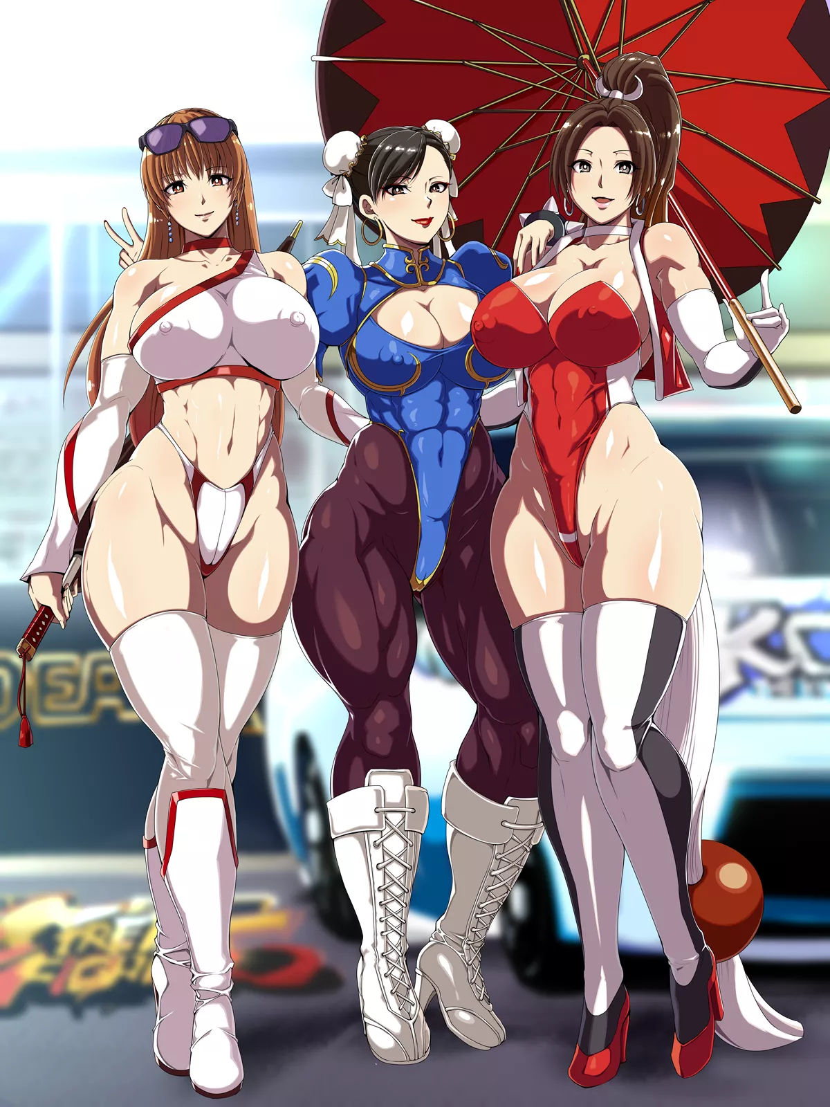 Chun-Li, Kasumi, And Mai Shiranui Race Queens (Lawson) [Dead Or Alive/ Street Fighter/ The King Of Fighters]