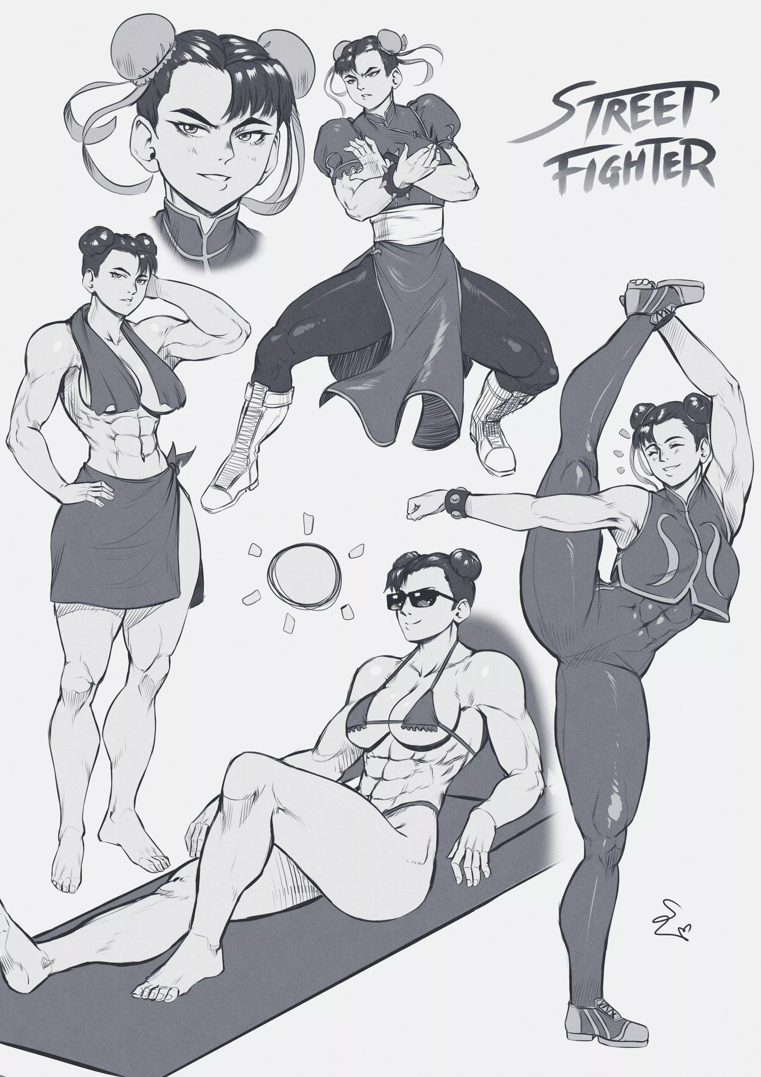 Chun-Li sketches(@SpeedLOOver)[Street Fighter]