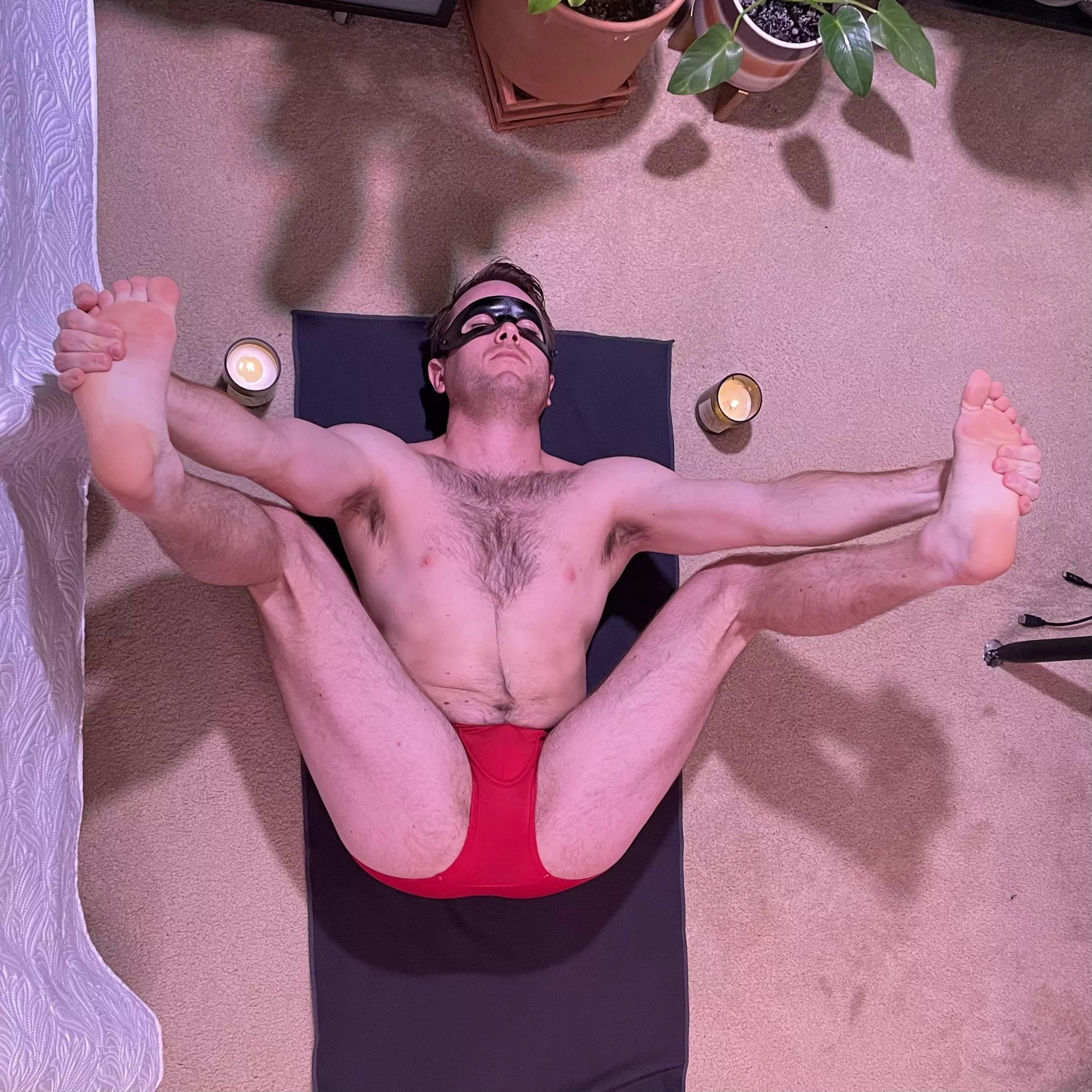 CKs stretch all the way for a little pre bed yoga [30]