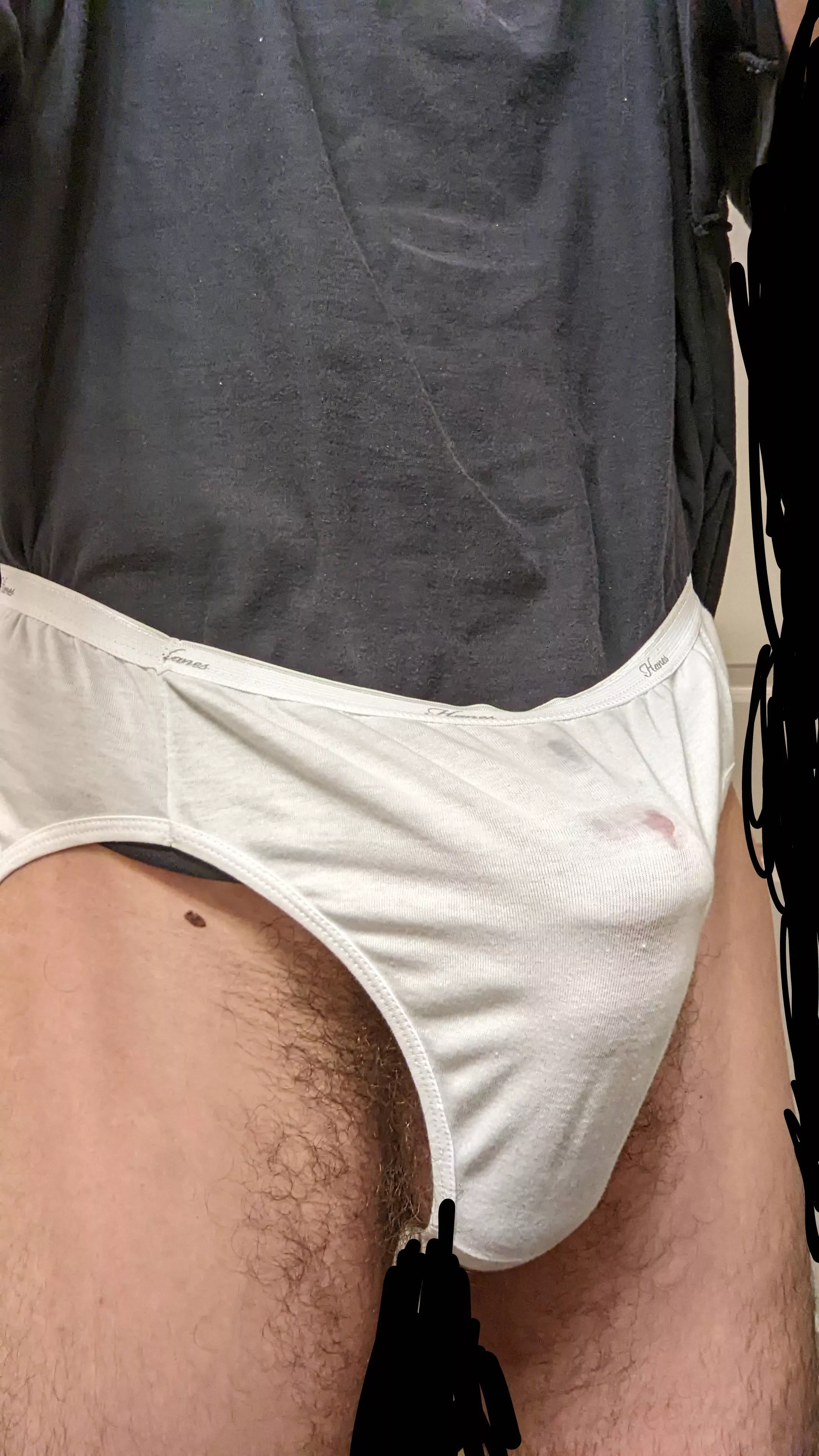 Classic white cotton High cut panty with a little wet spot. [OC]