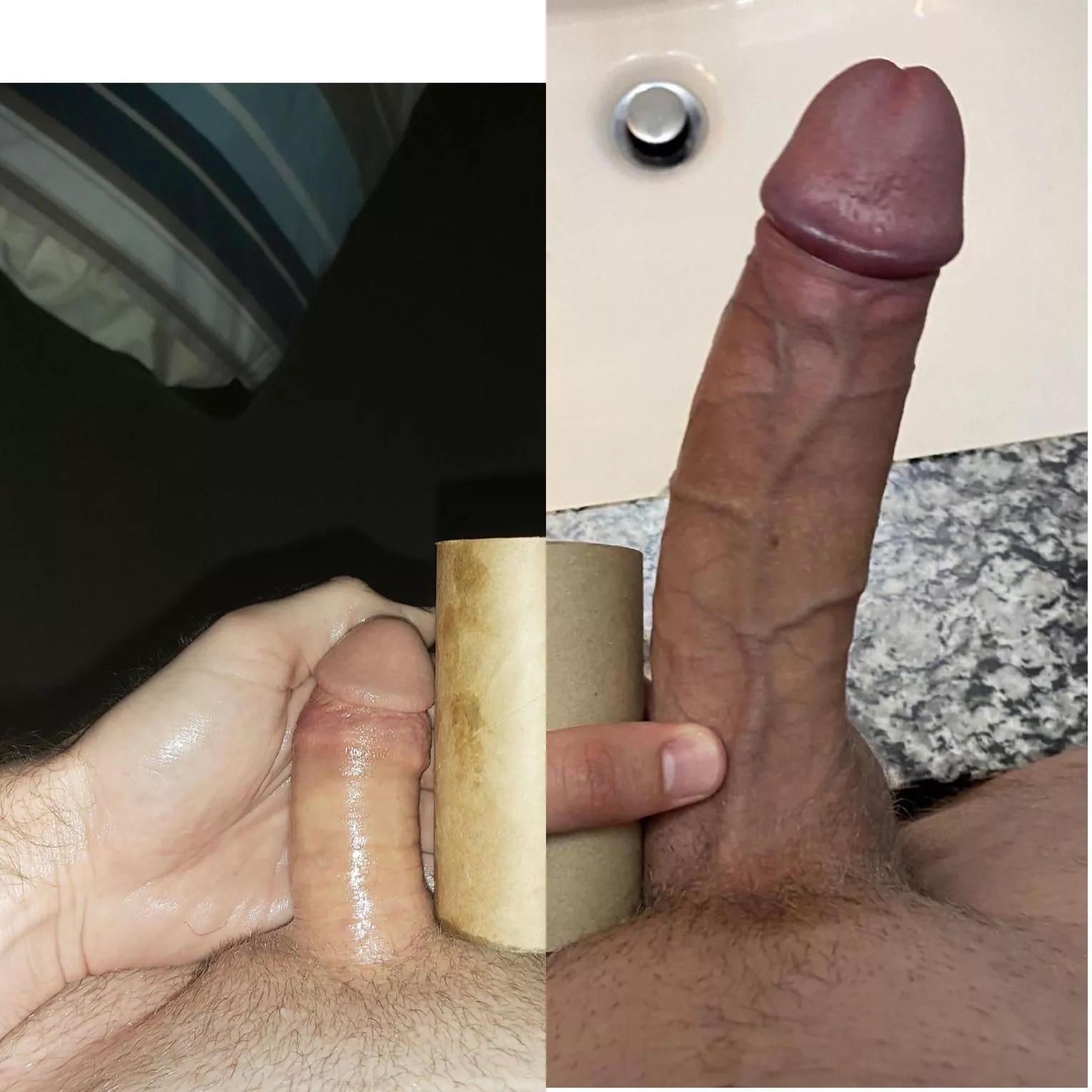 Compared to a real Alpha! It is unreal how much bigger he is, it's so humiliating to imagine his dick next to mine in real life!! I'd love to hear your guys and girls thoughts 🍆🤏🏻