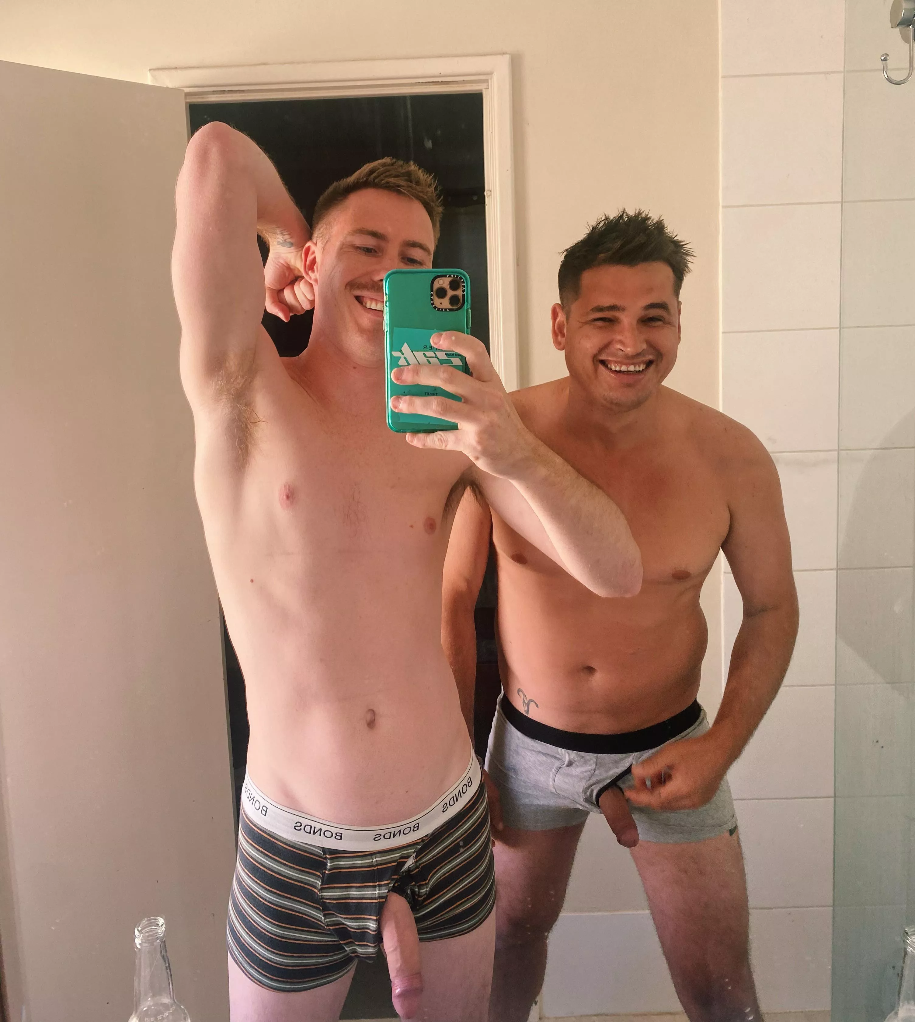 Comparing cock size with my mate. Whoâ€™s bigger? ðŸ˜œ