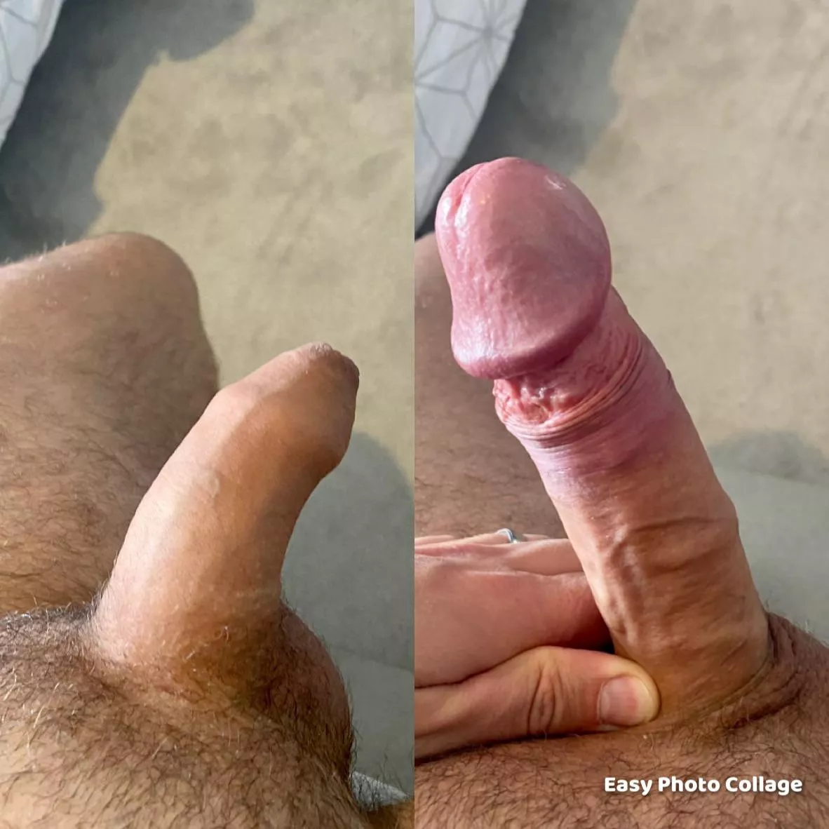 Crazy how my foreskins just slips down completely when Iâ€™m this hard.