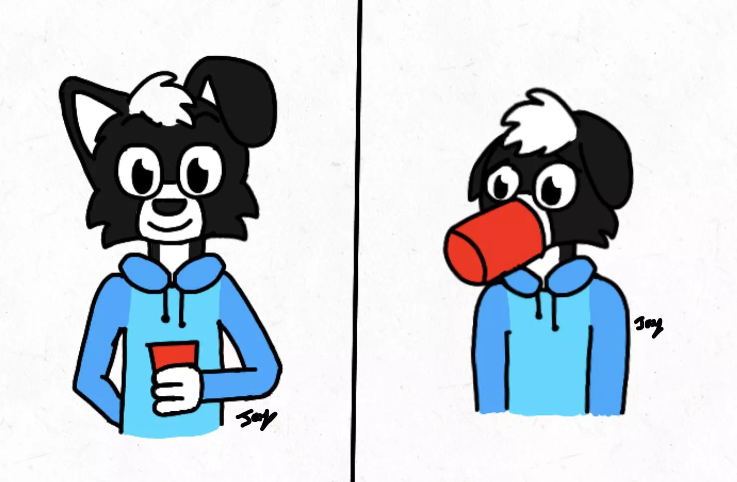 Cups + dogs = oh no (art by me)