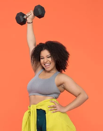 Curly haired workout curvy mocha Latina