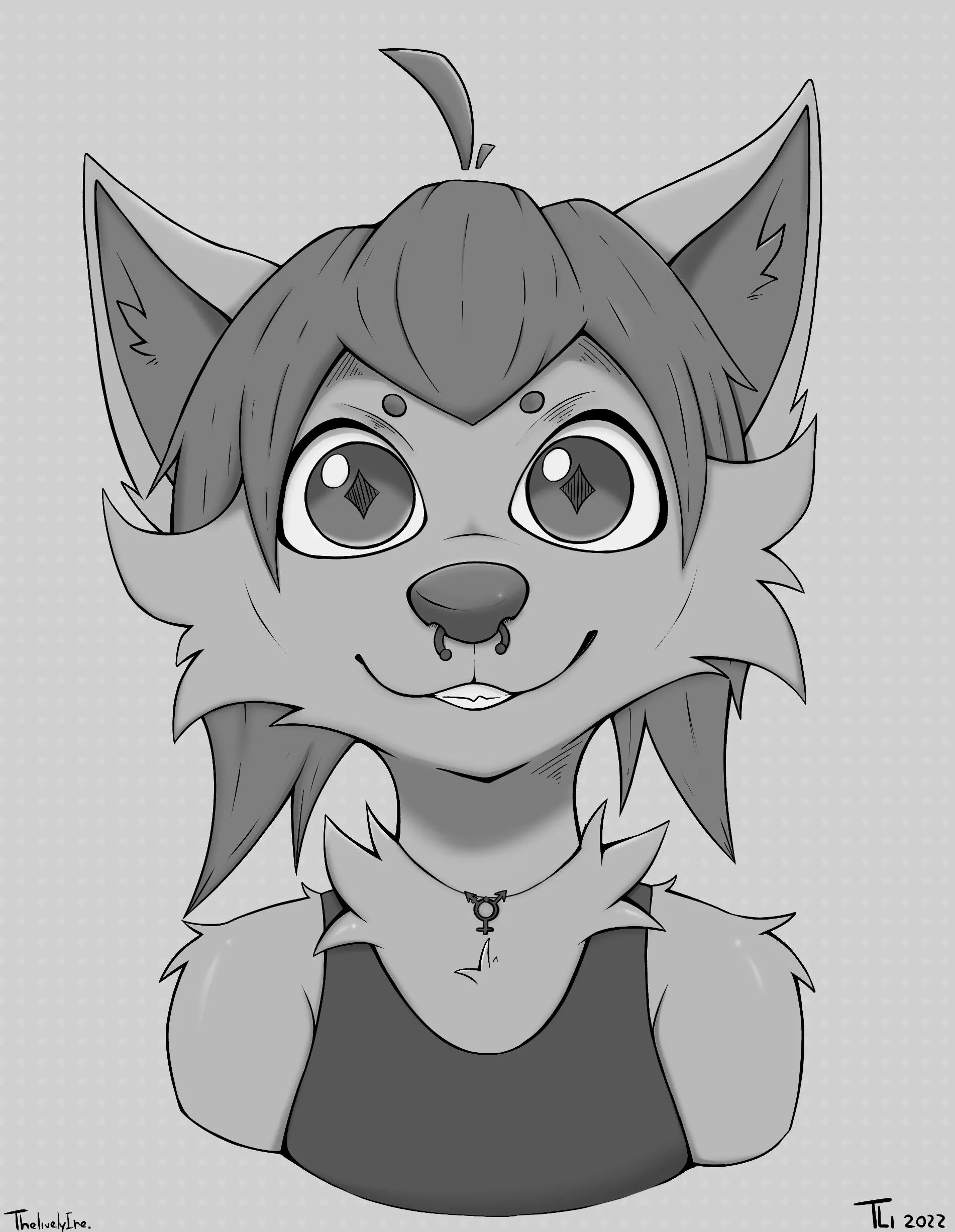 Cute Fox, Monochrome (TheLivelyIre @FA)