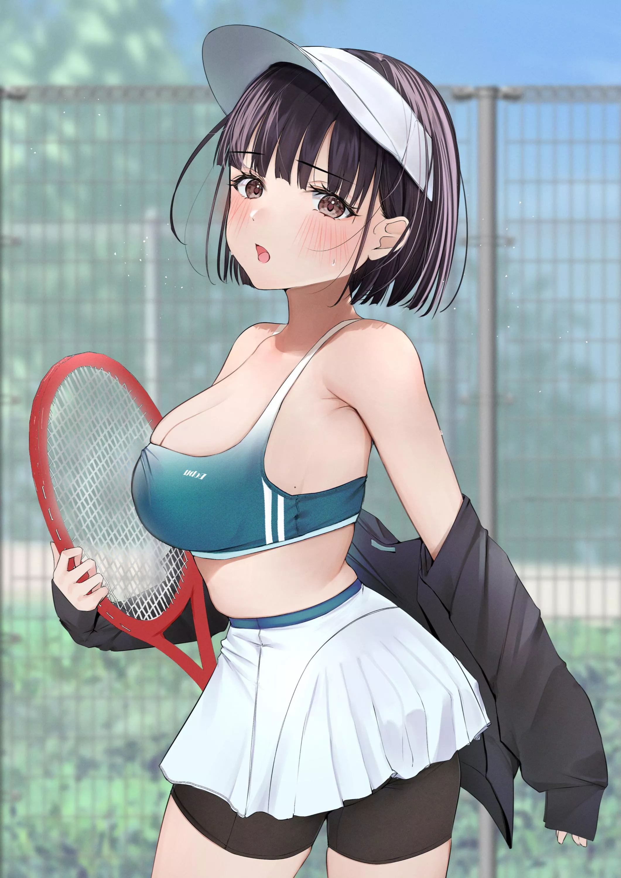 Cute girl with short hair playing tennis (Uiri) [Original]