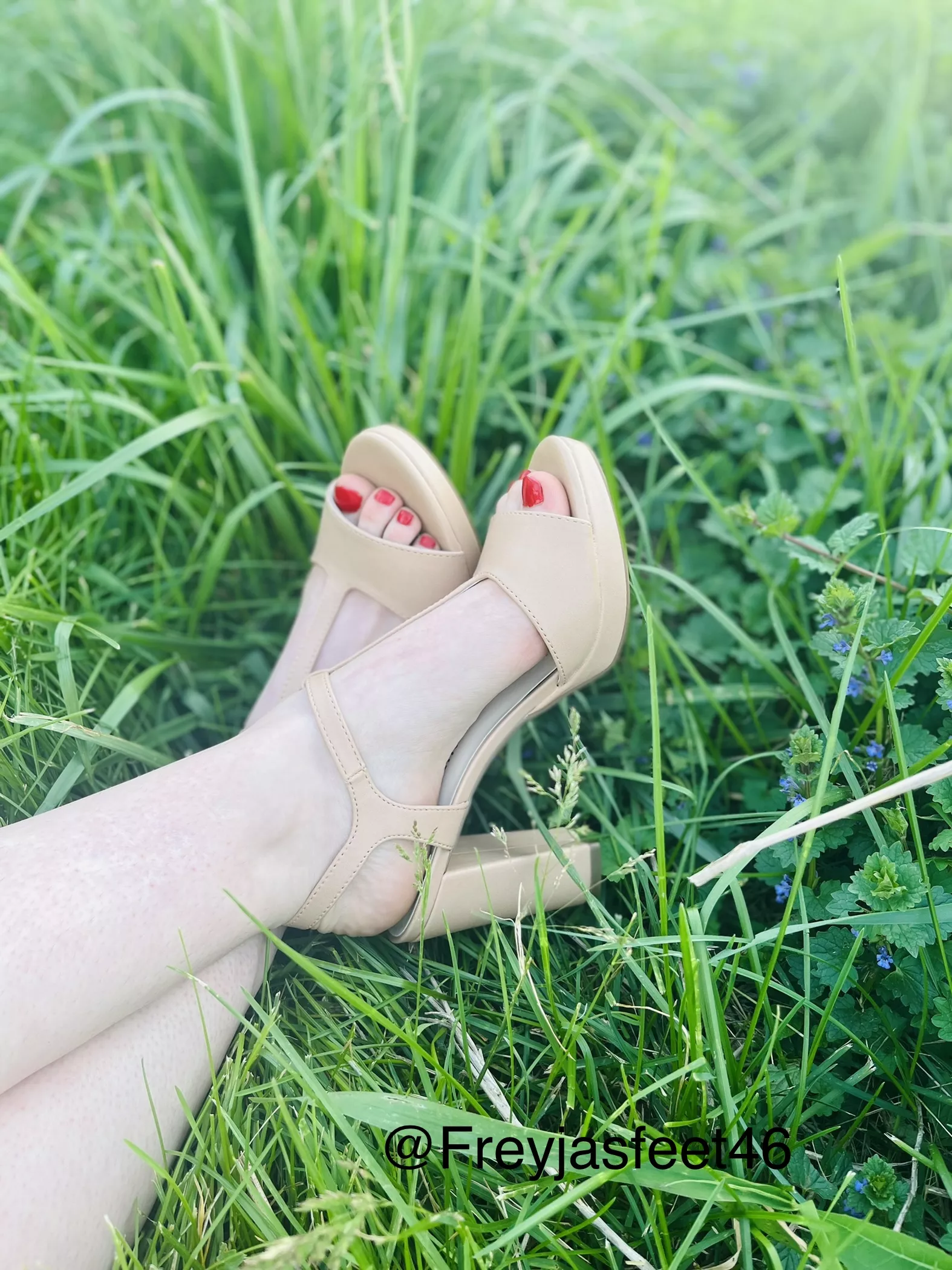 Cute heels in grass