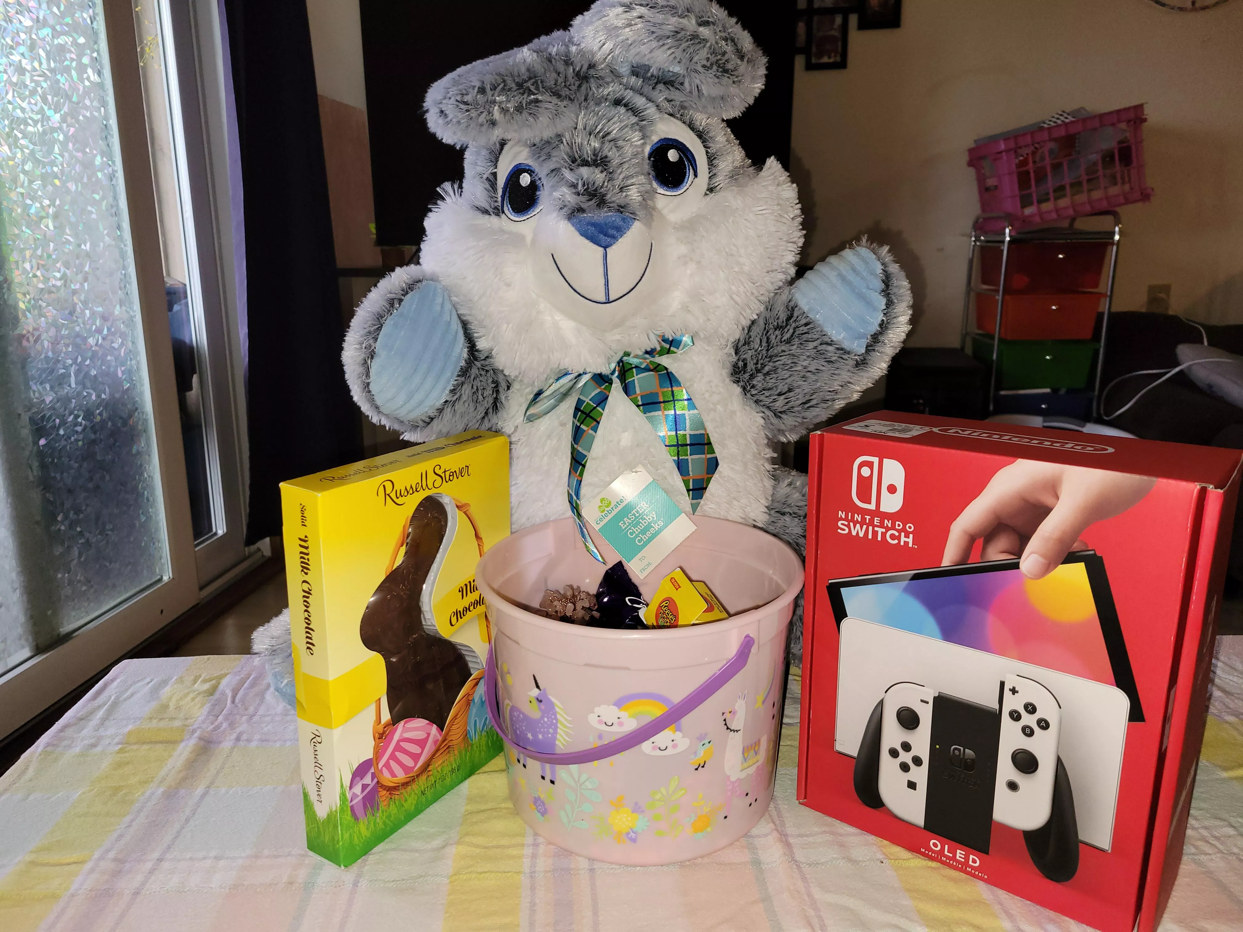 Daddy gave me my Easter basket early! I named my bunny Tulip!