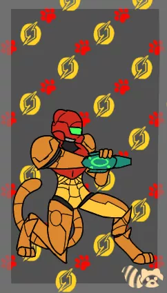 Day 3 of drawing super smash bros roster as furries:Samus(full suit)