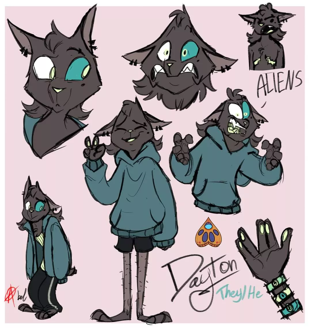 Dayton was abducted by aliens as a kitten, giving him a strange colored eye! Now hes obsessed with finding the alien who abducted him. Art by myself! Source in comments!