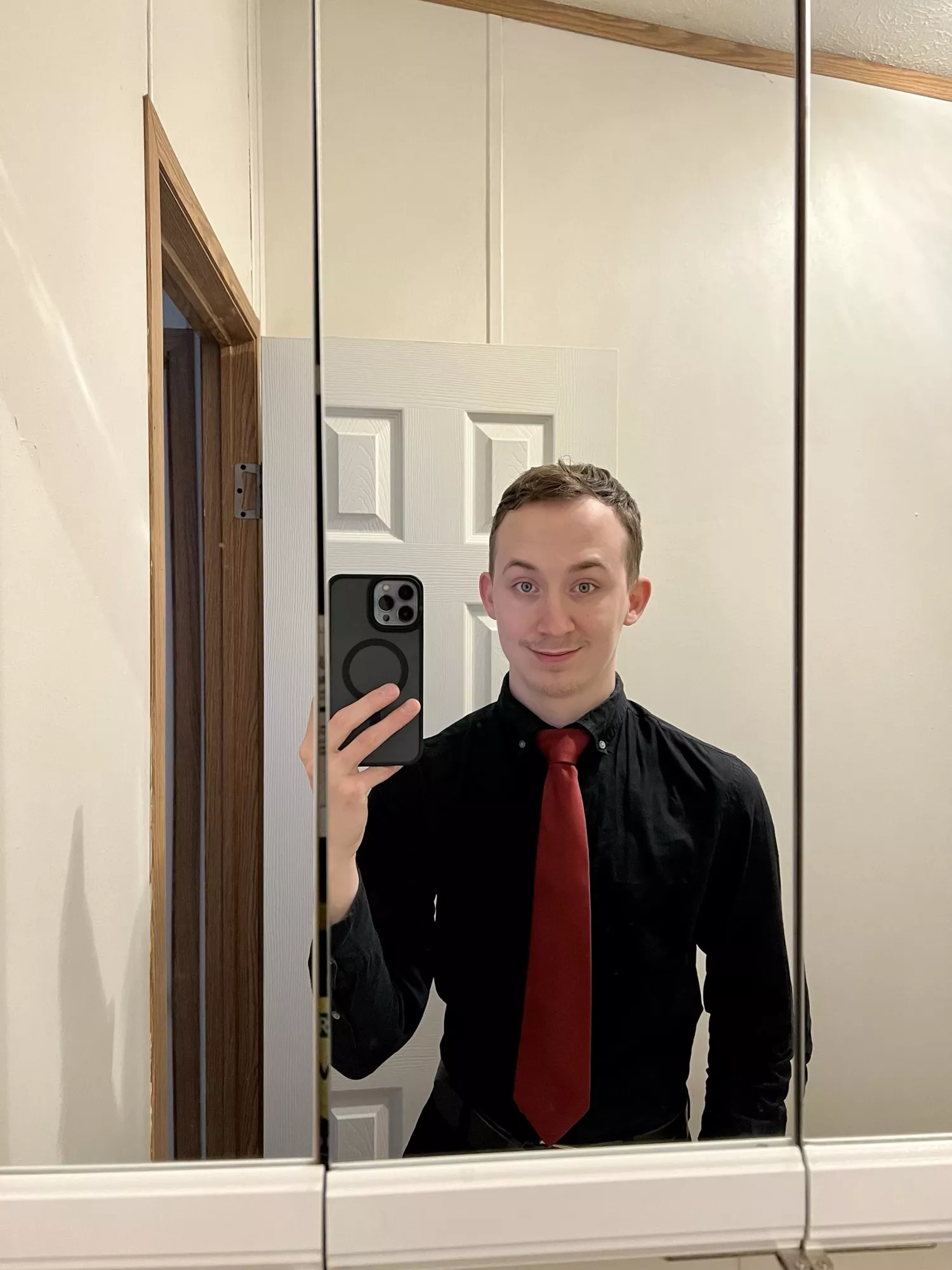 Decided on a red tie today. Off to work!