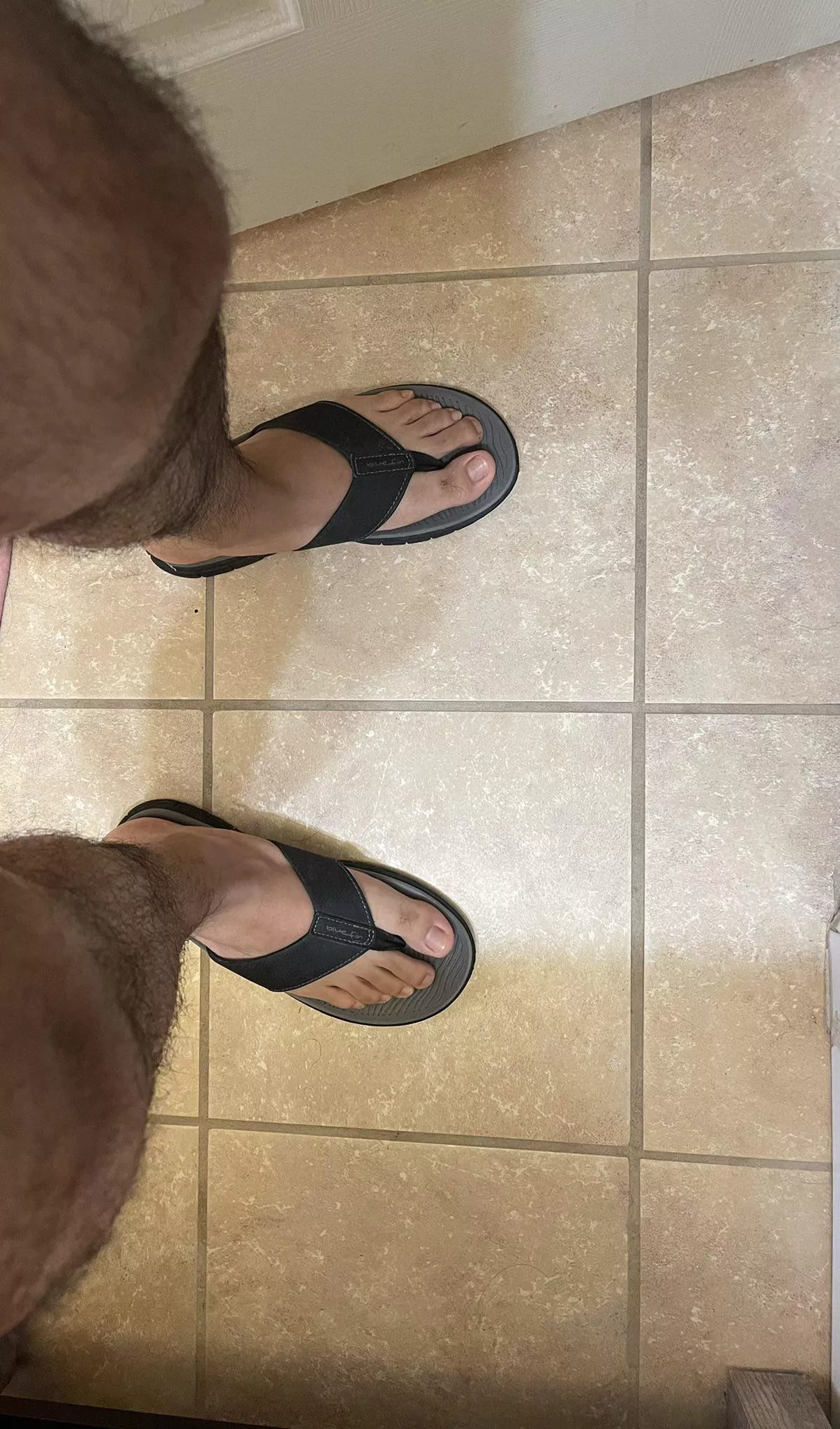 Decided to try on my father’s flip flops