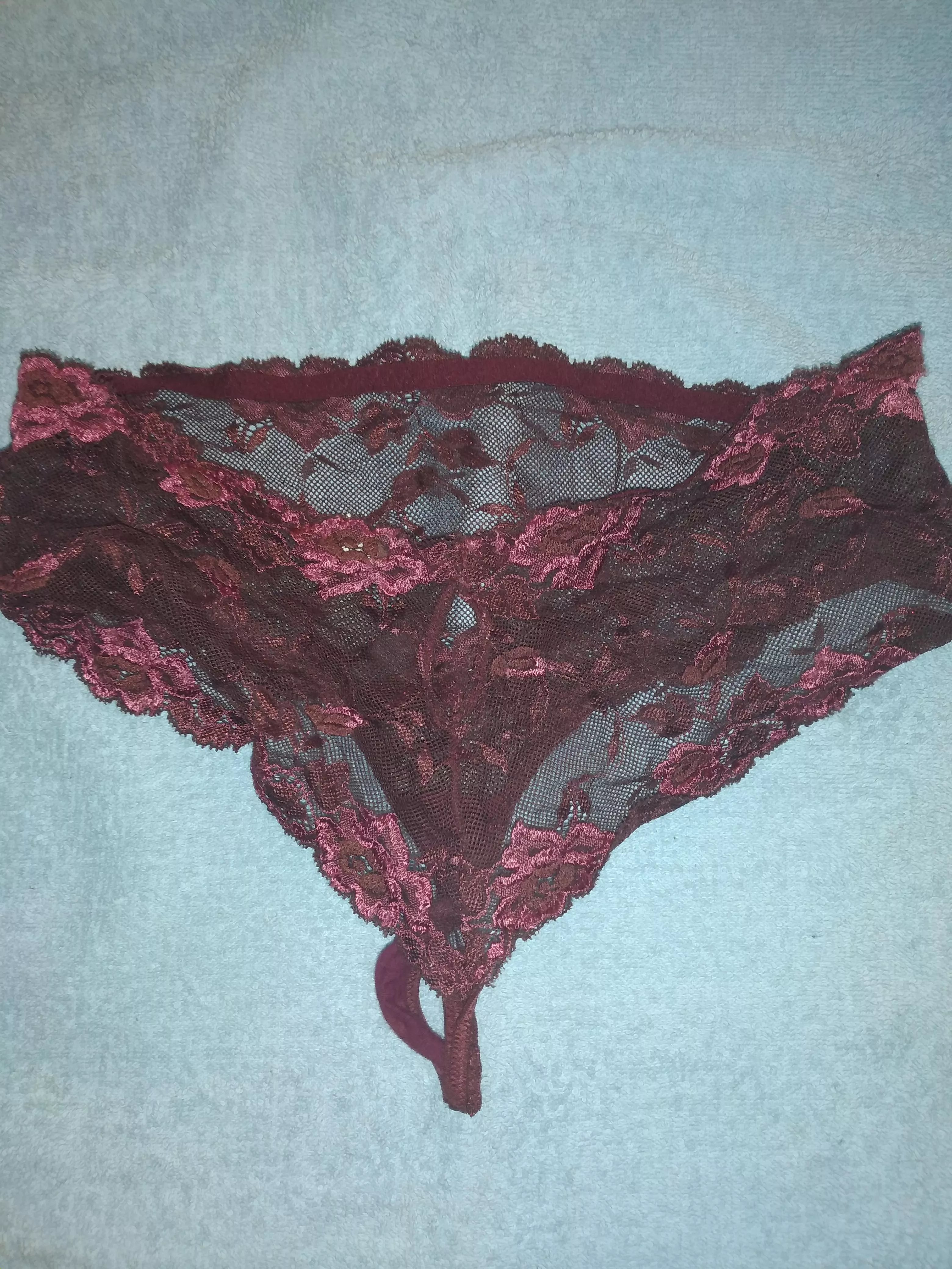 definitely slutty panties with hole in front that I stole from my friends' wife