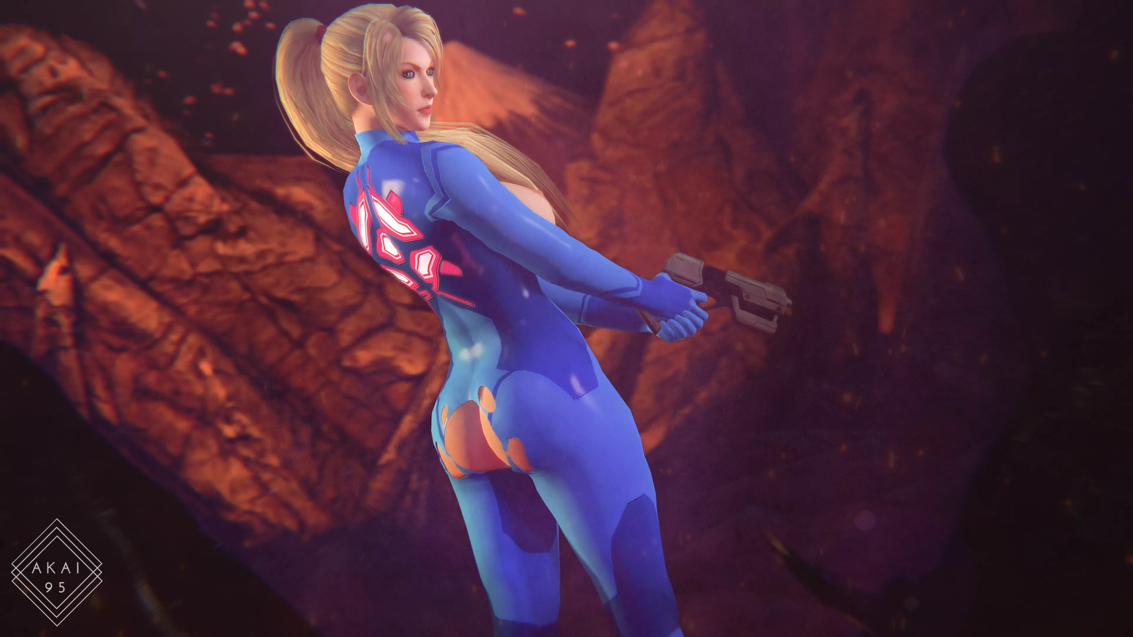 Despite her wardrobe malfunction, Samus is ready to fight - Akai95