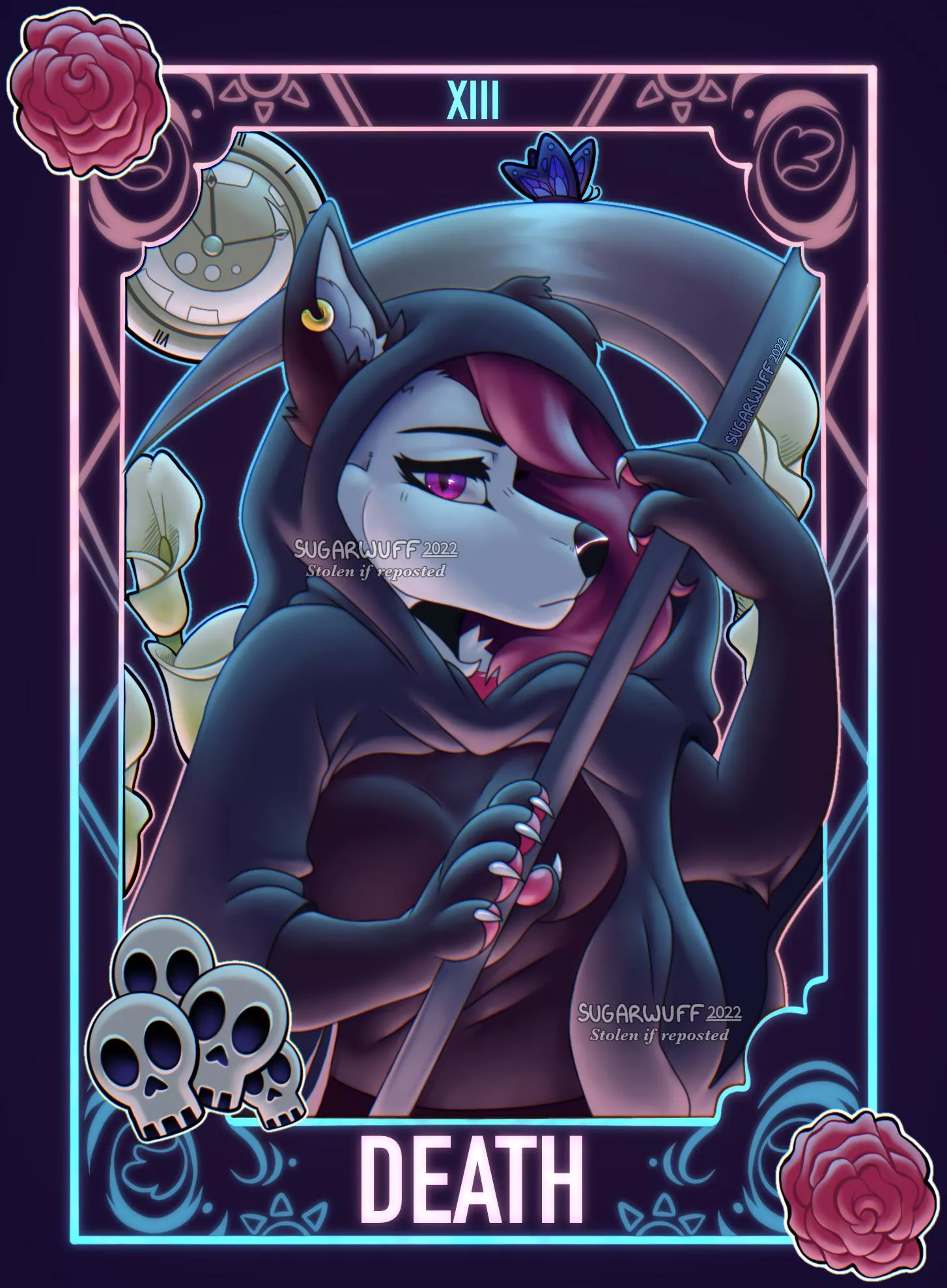 Did a portrait commission but as a tarot card! :D (Art by me, Sugarwuff)