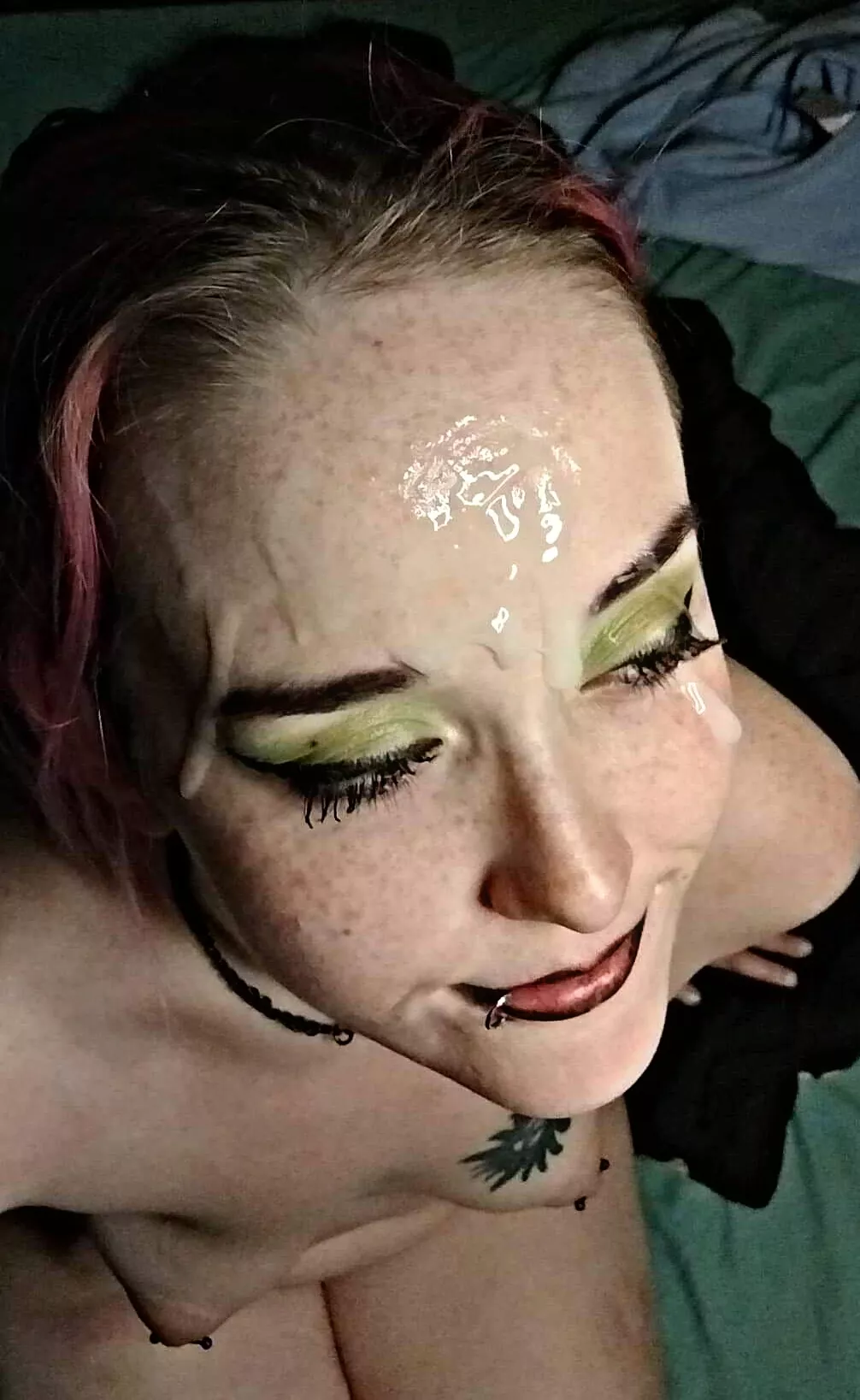 Did Green and Black Makeup, by request of a follower, I think it matches well with a coating of cum!