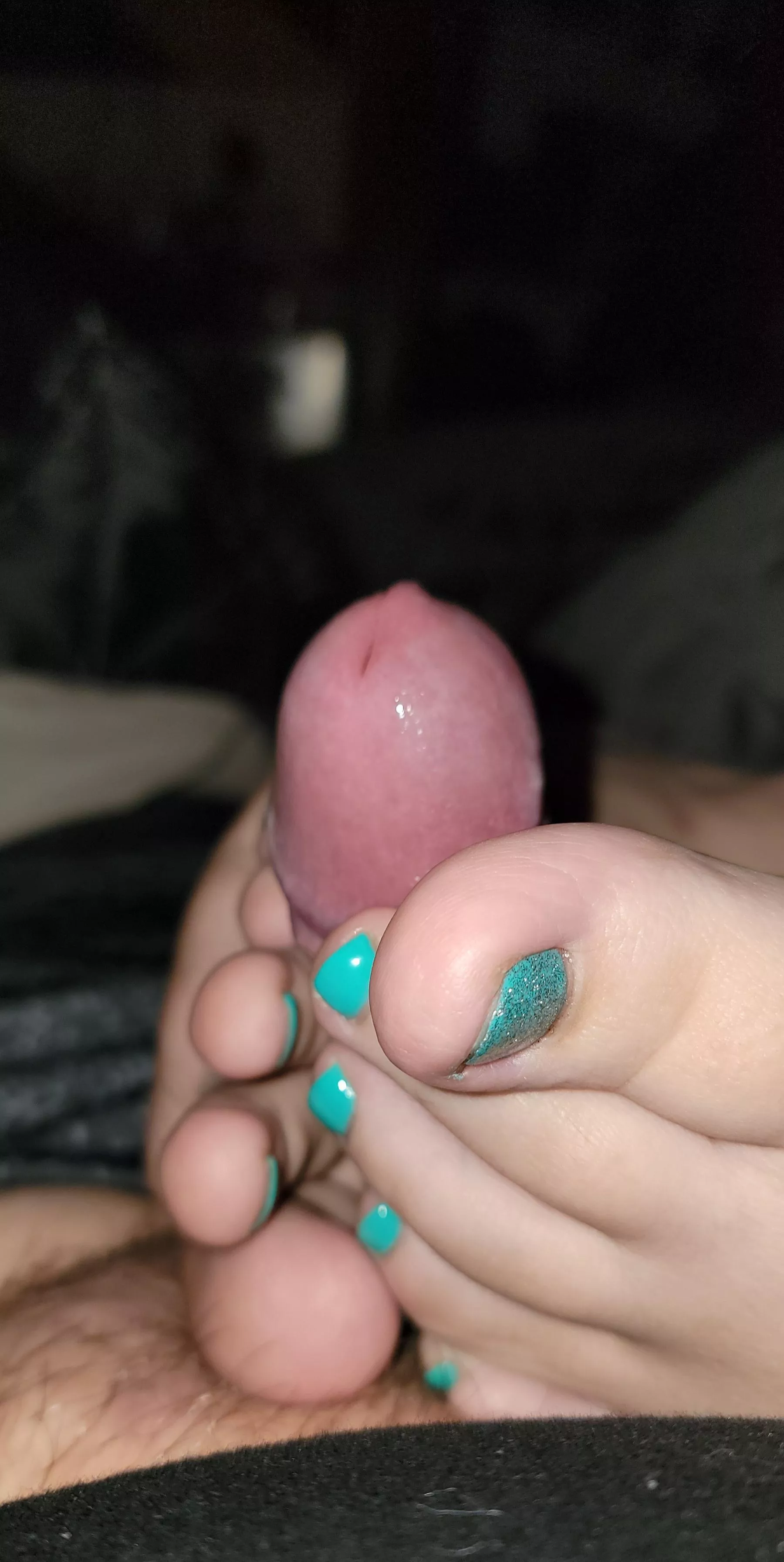 Do my toes look good around his cock?