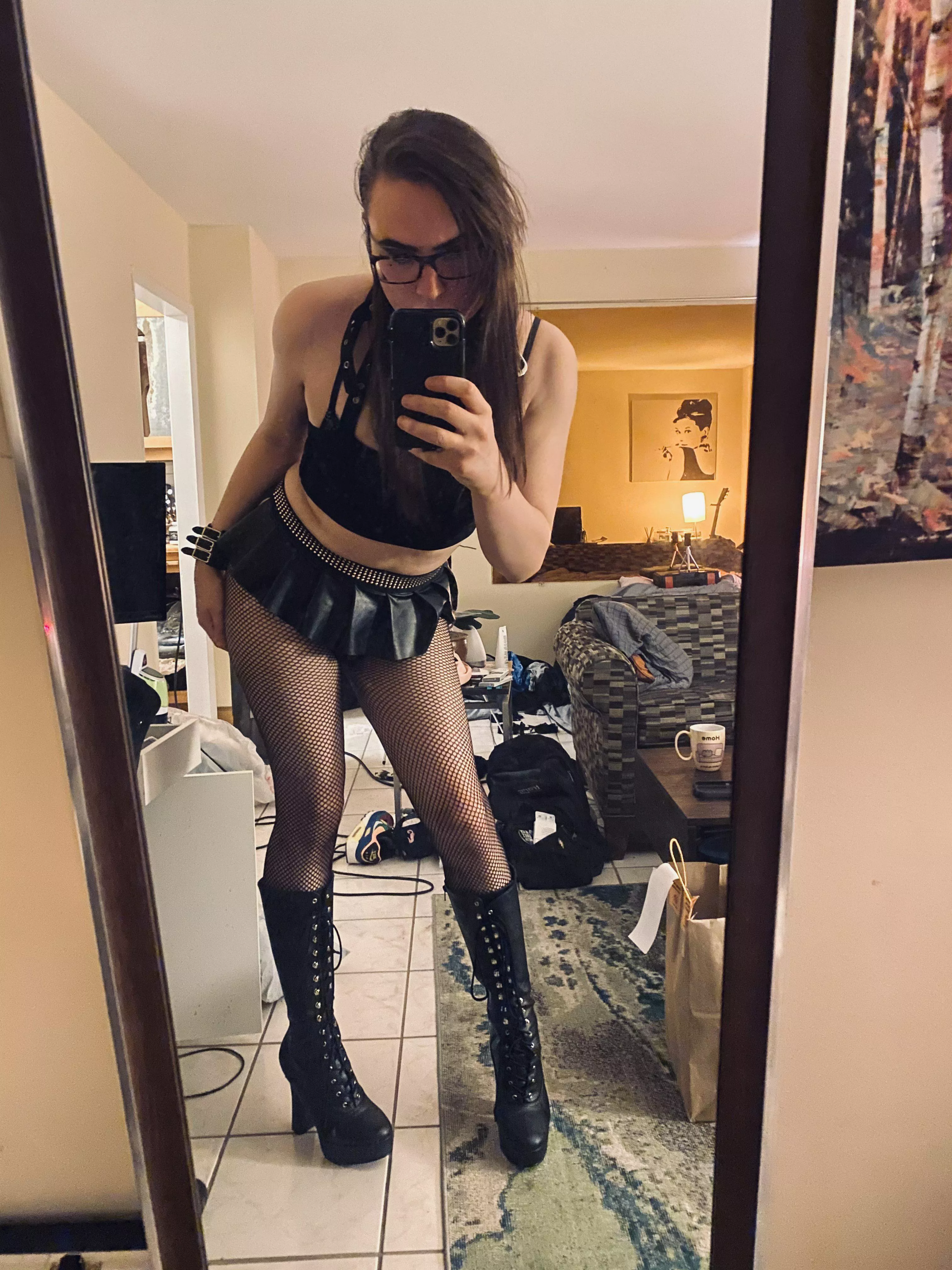 Do you like my outfit? Does it make you want to stick your cock in my trap butt hole?