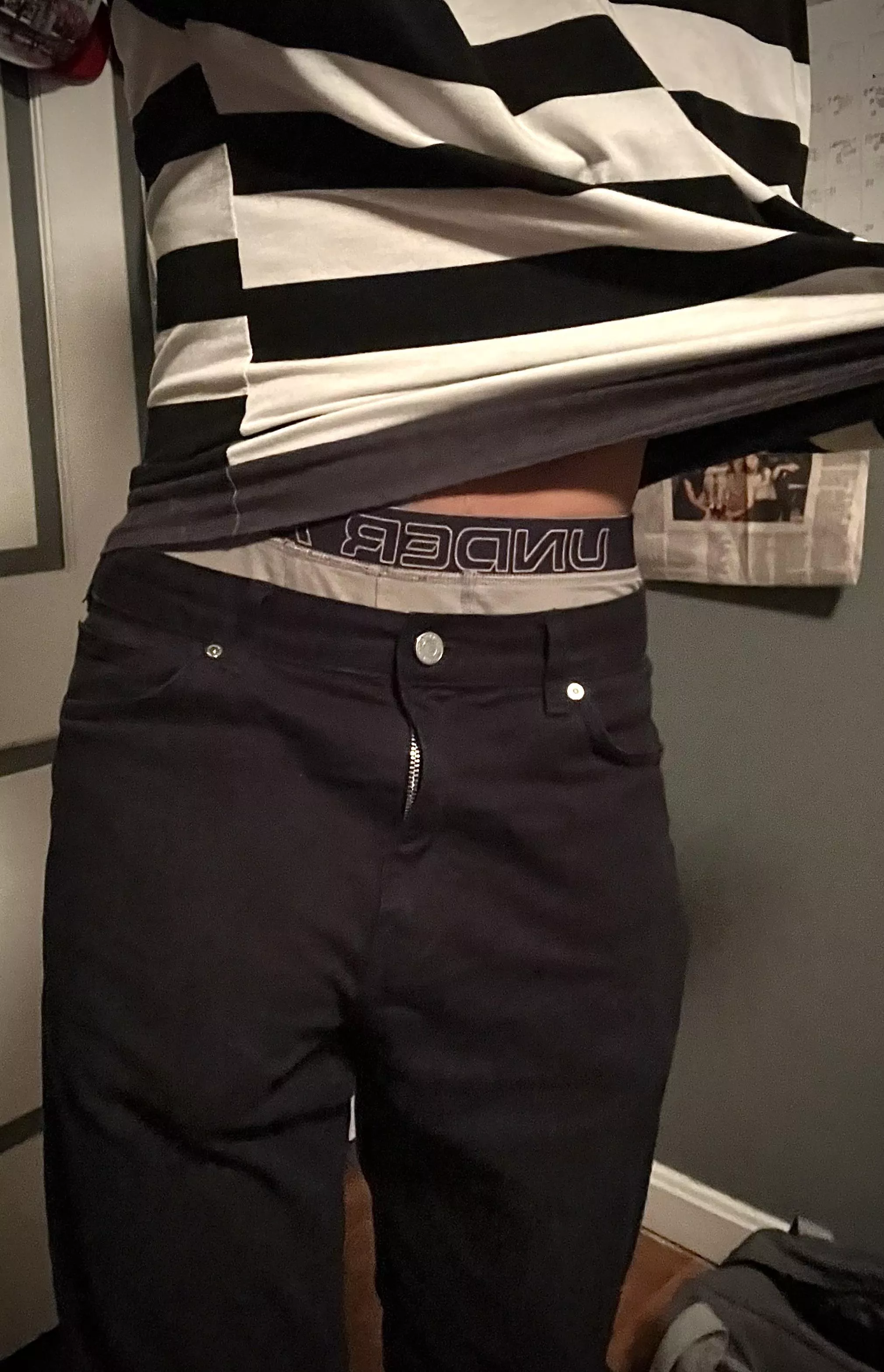 Do you think anyone noticed my huge cock bulge?