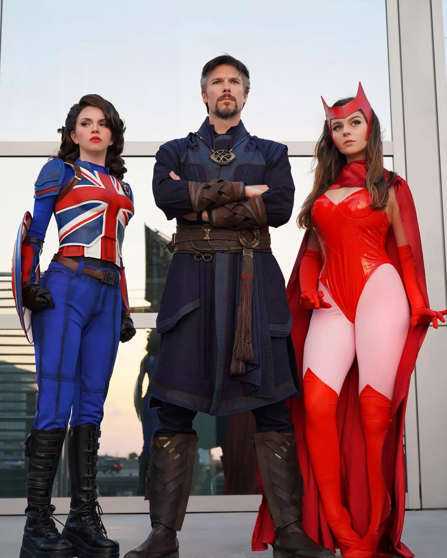 Doctor Strange, Captain Carter, & Scarlet Witch by Cumbermatch, ArmoredHeartCosplay, & Taya Miller