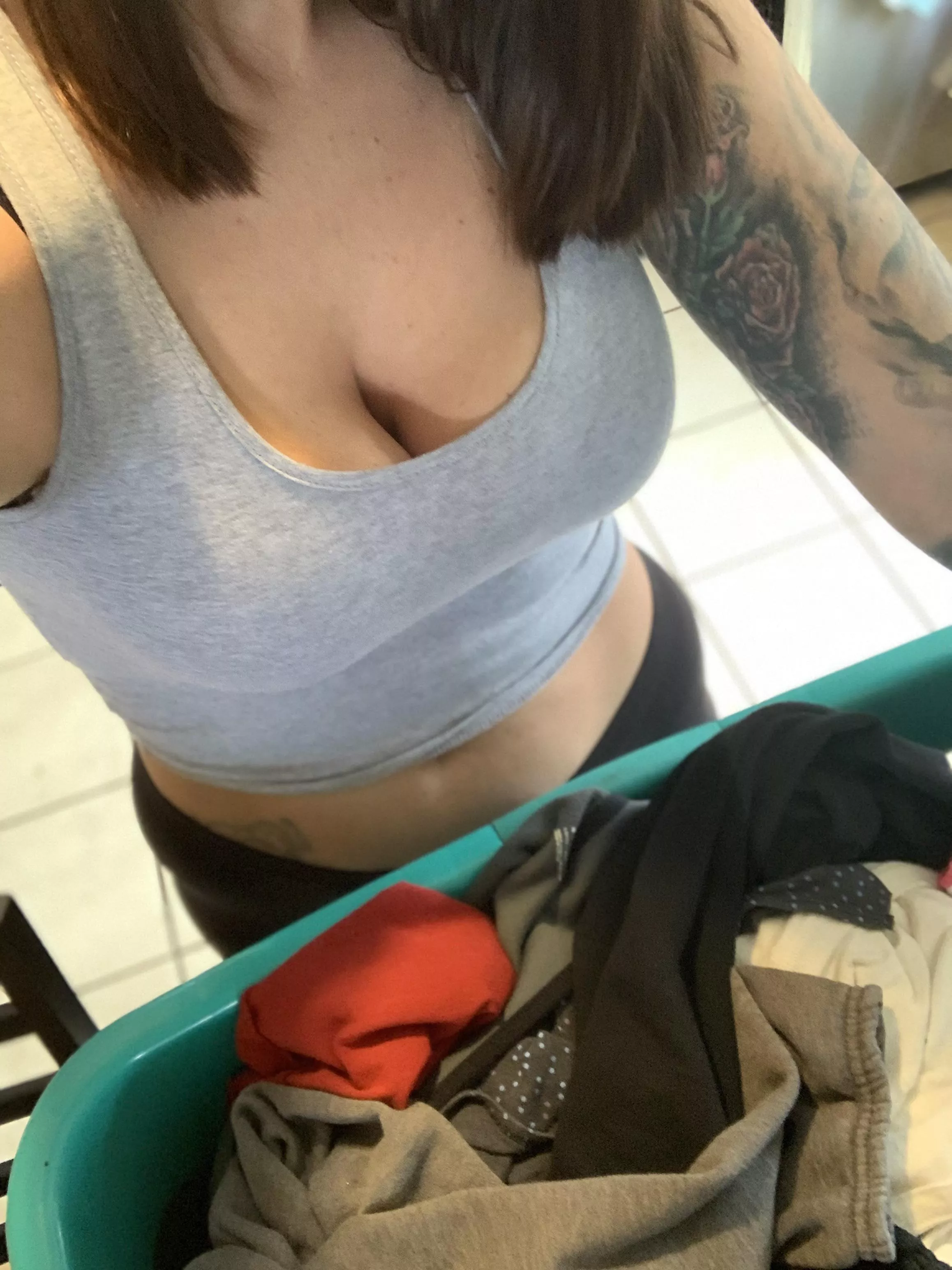 Doing laundry. Take your pants off for me 😈