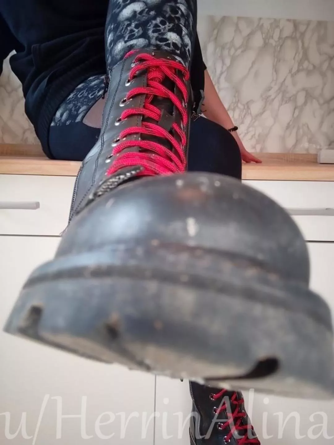 [domme] it's so much fun to watch you lick my boots clean