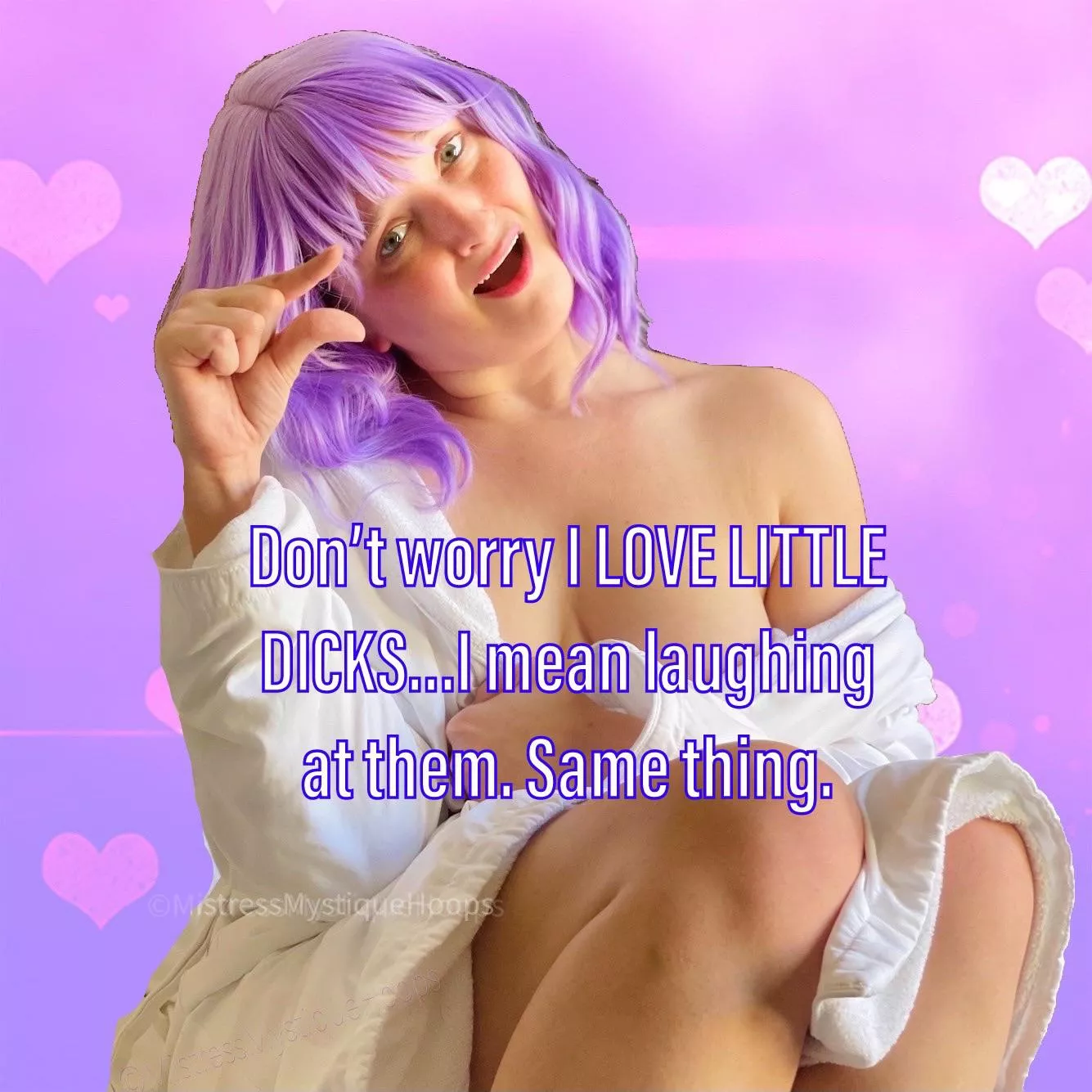 Don't you want your itty bitty clitty to make me smile? [domme] 💜😈💜