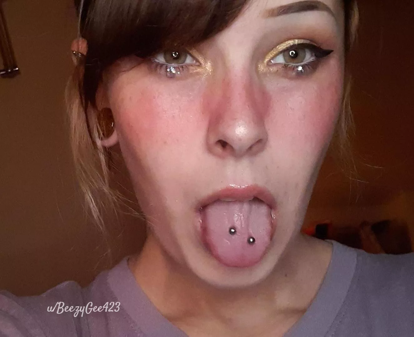 Double tongue piercings for twice the pleasure ;3