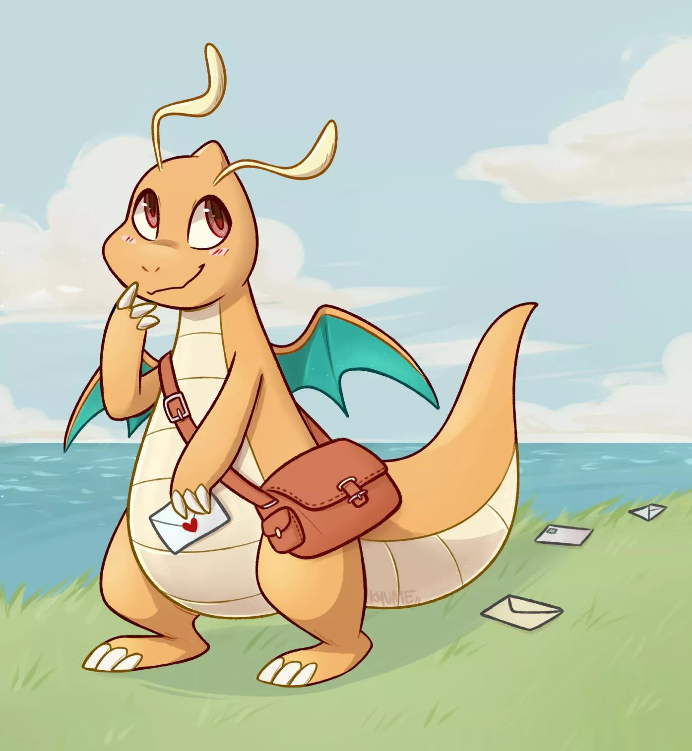 Dragonite has mail for you! [art by me @kazunekomori]