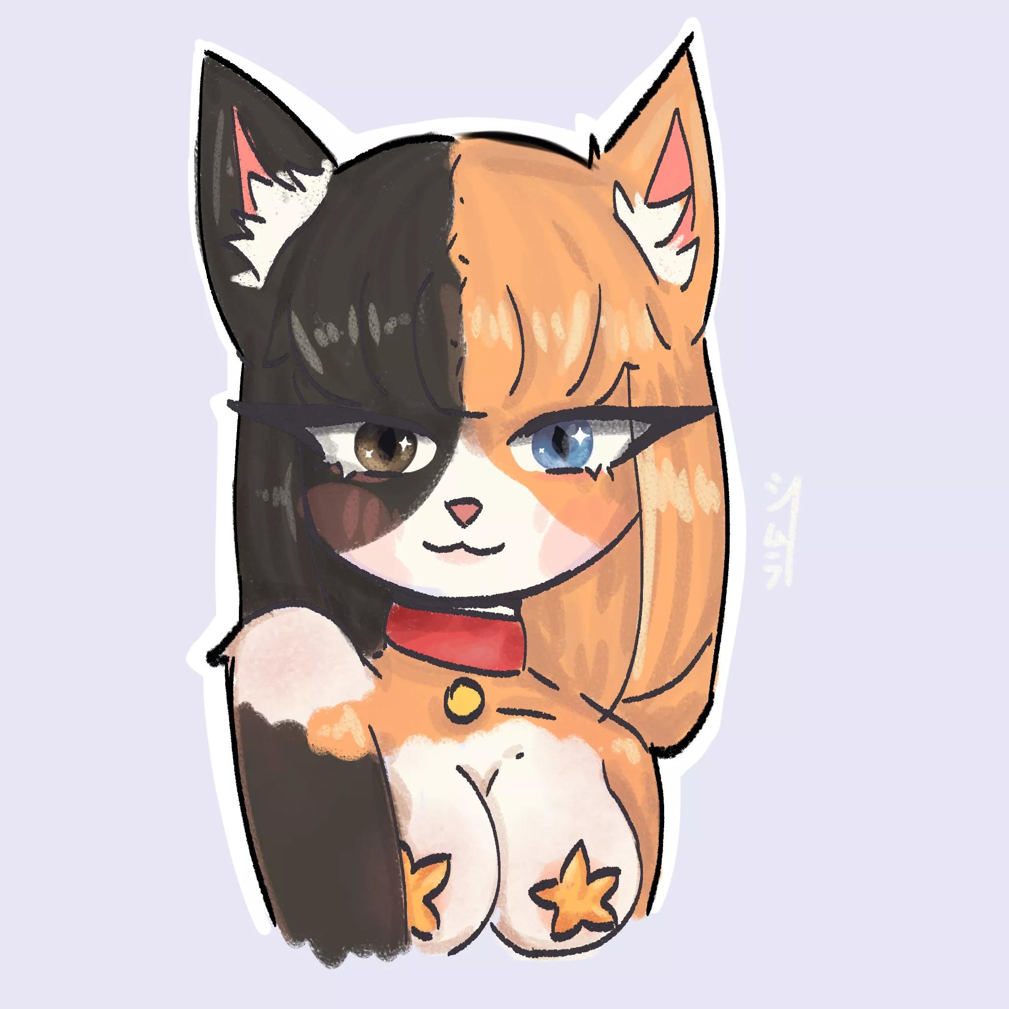 Drawing that I made of my oc, I'm having trouble drawing my fursona 😿