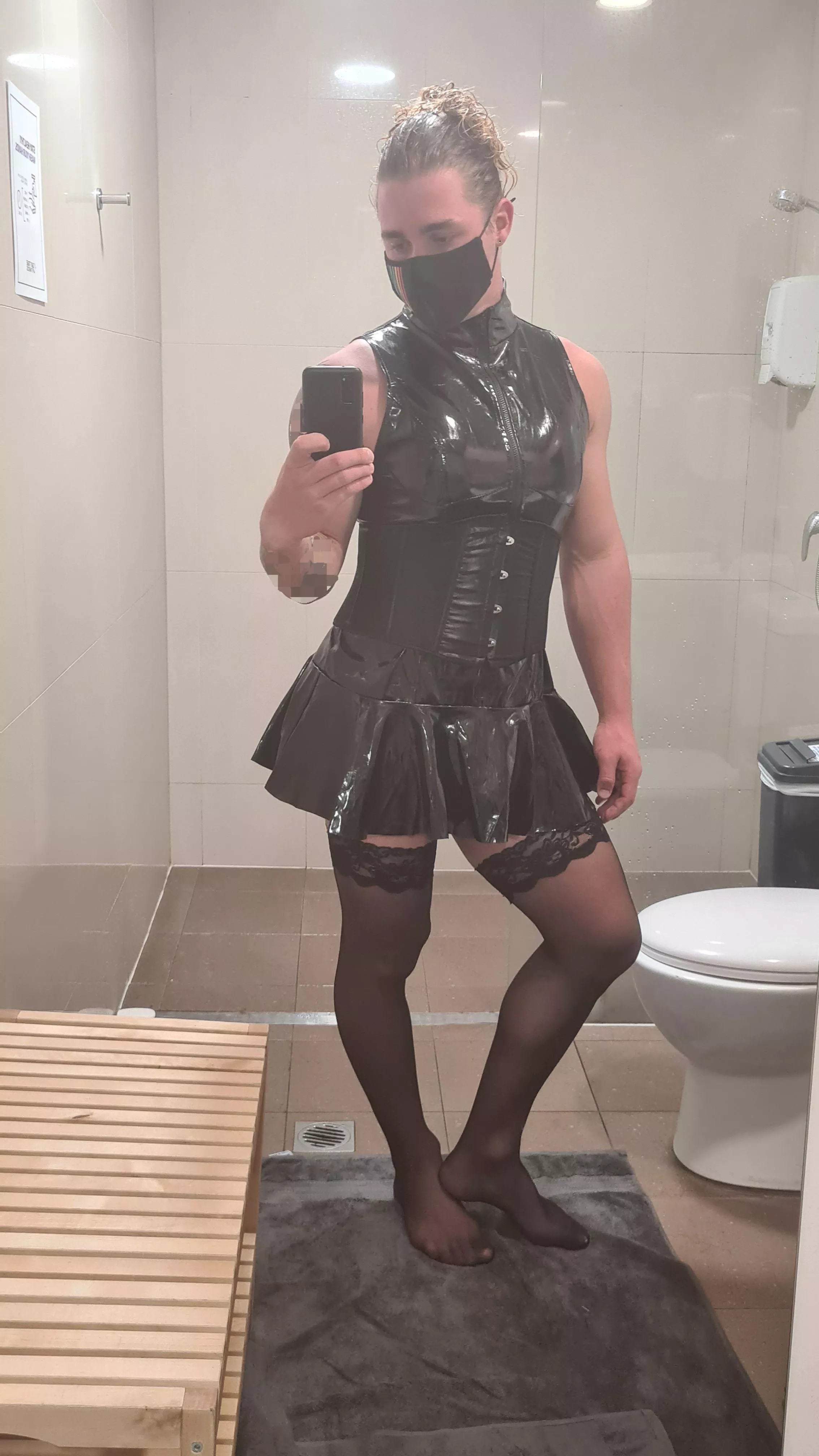 Dressing up in my local Gym... Was hoping someone would come in the bathroom with me.