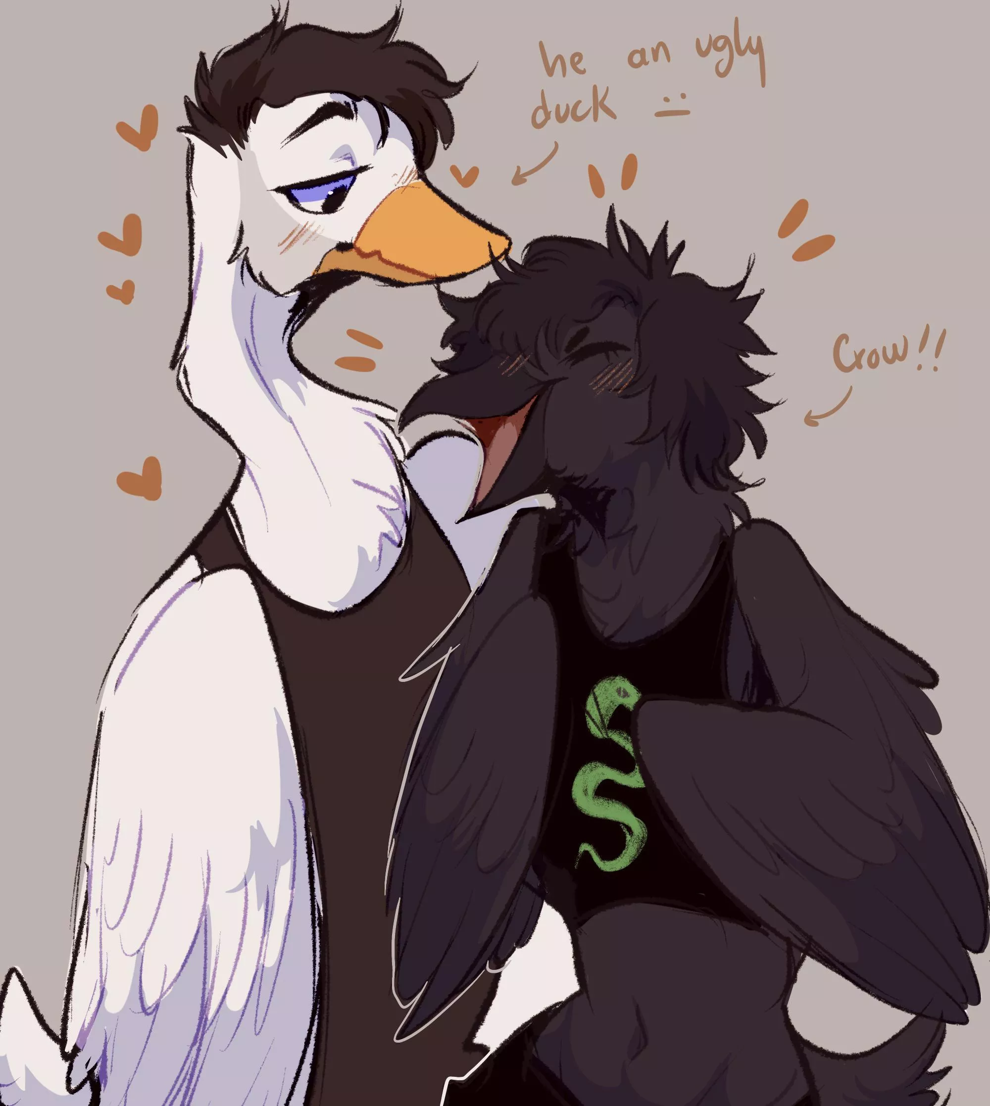 Drew me and my bf as birds!