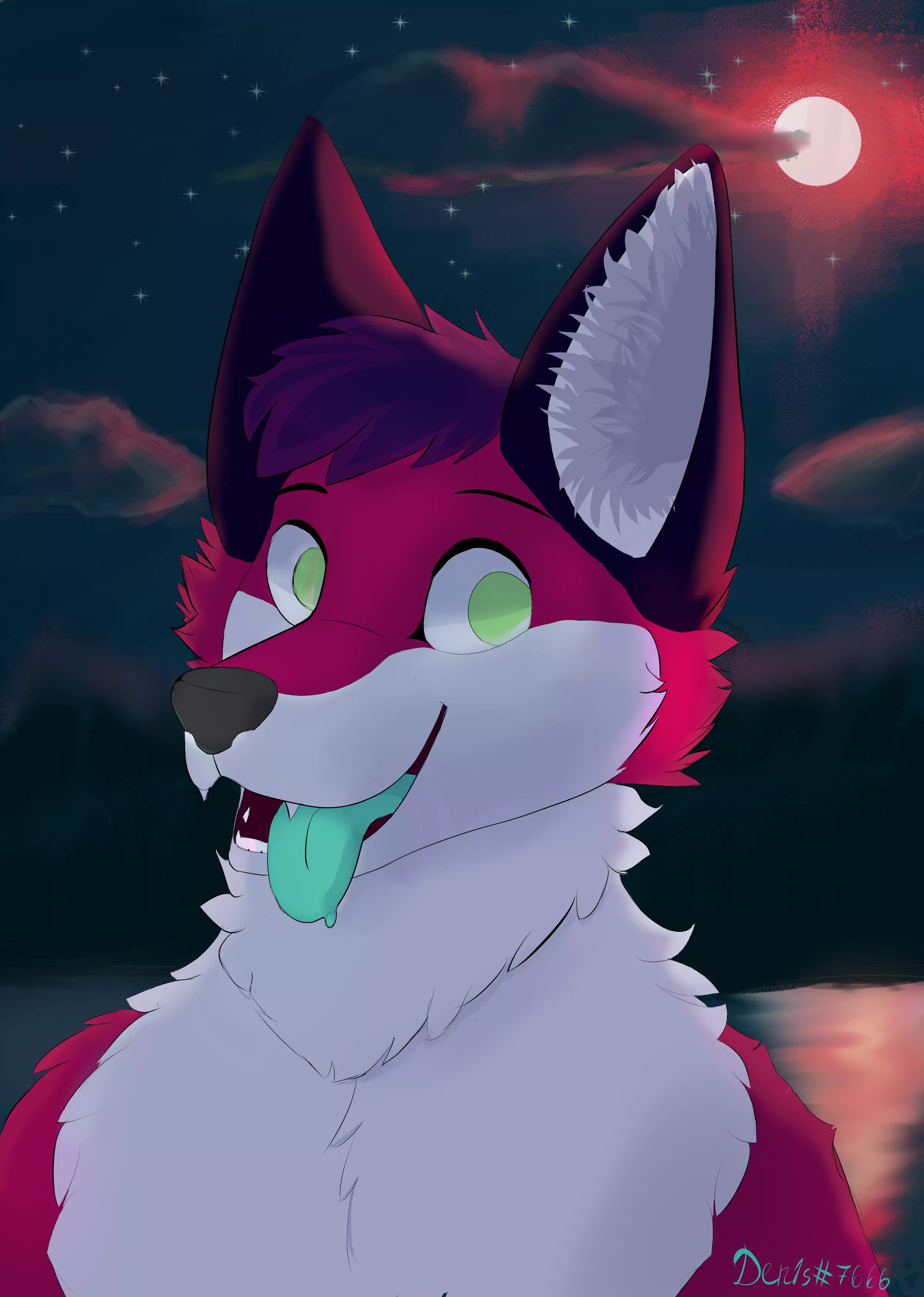 Drew my sona, and first time drawing background