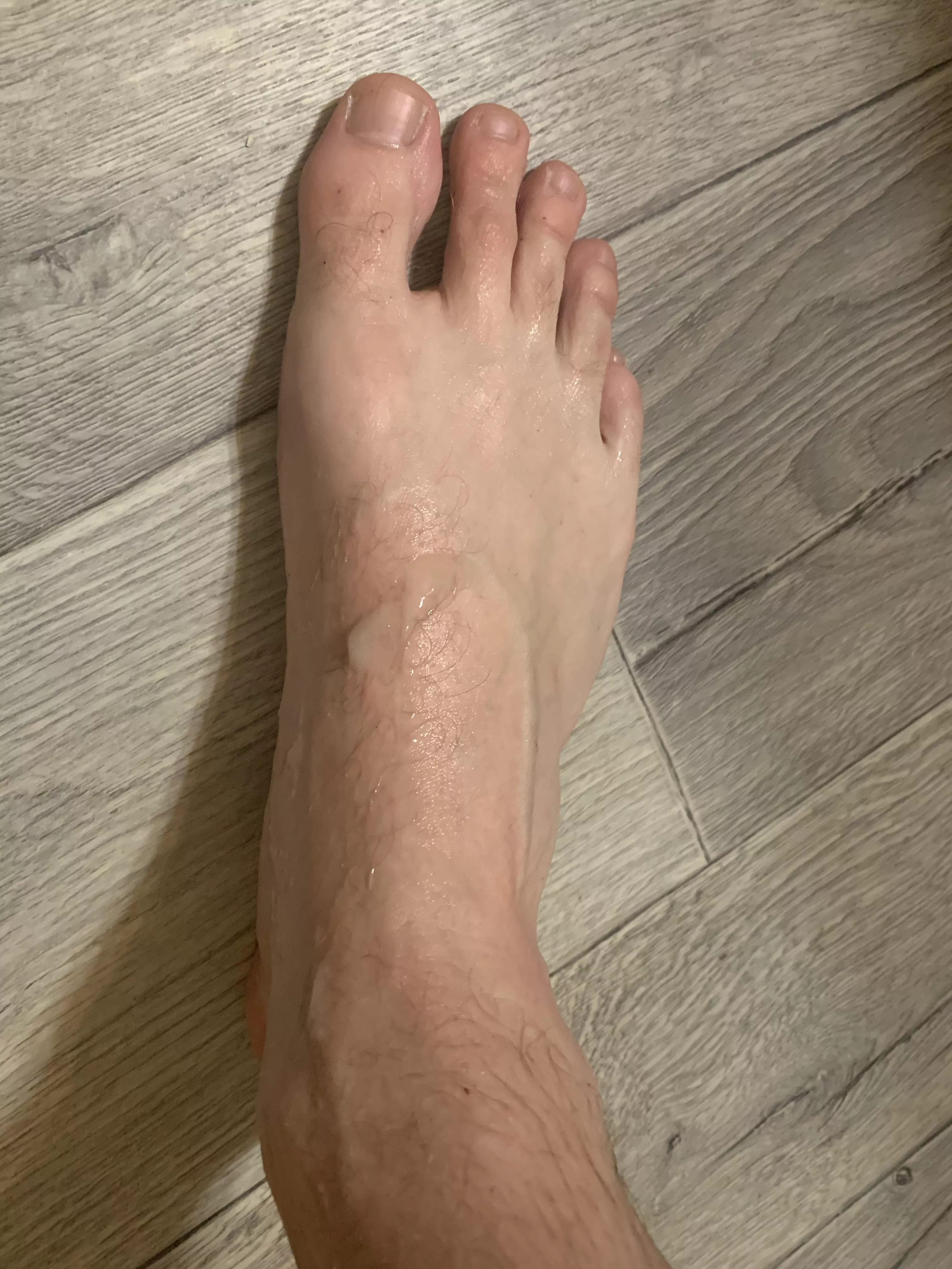 Dripping cum on my foot after already blowing a load on my sole. Want to help clean up?