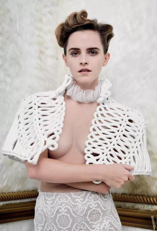 Emma Watson: Coming of age nip slip in Burberry crochet top