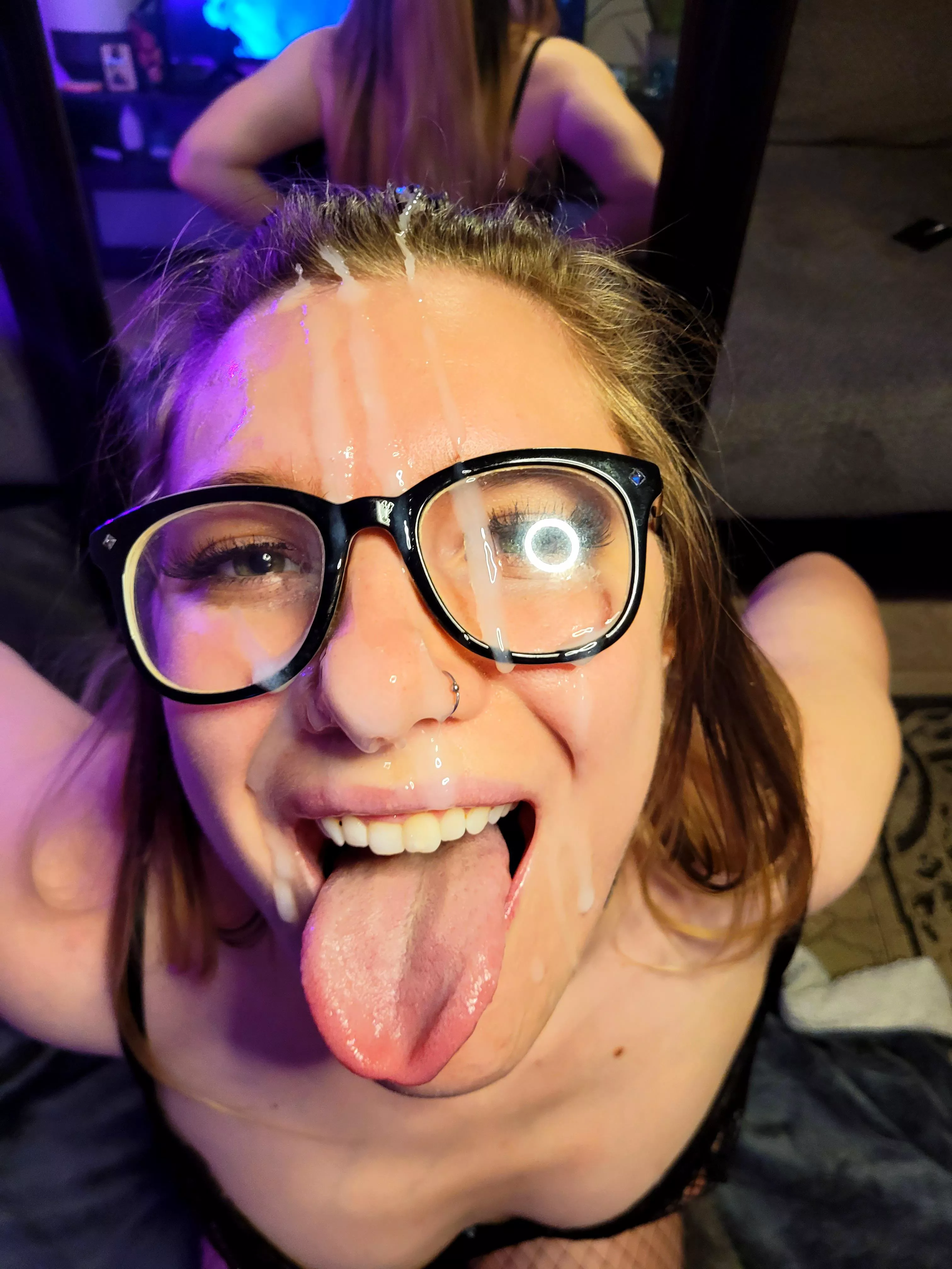 Face and glasses glazed. Where would you cum next?