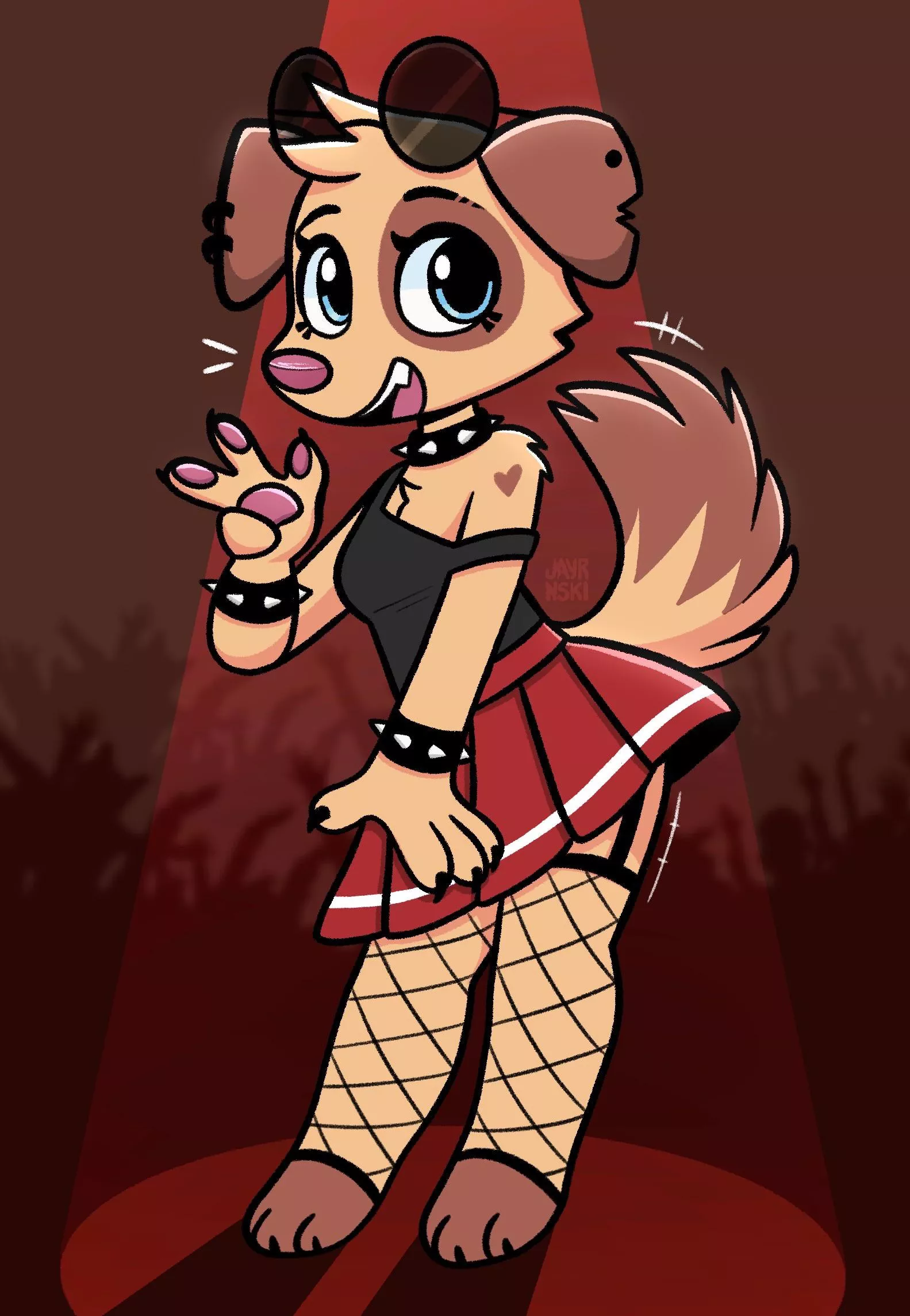 Fang is a punk rock dog whose fangs show when she sings! (@jayrnski)